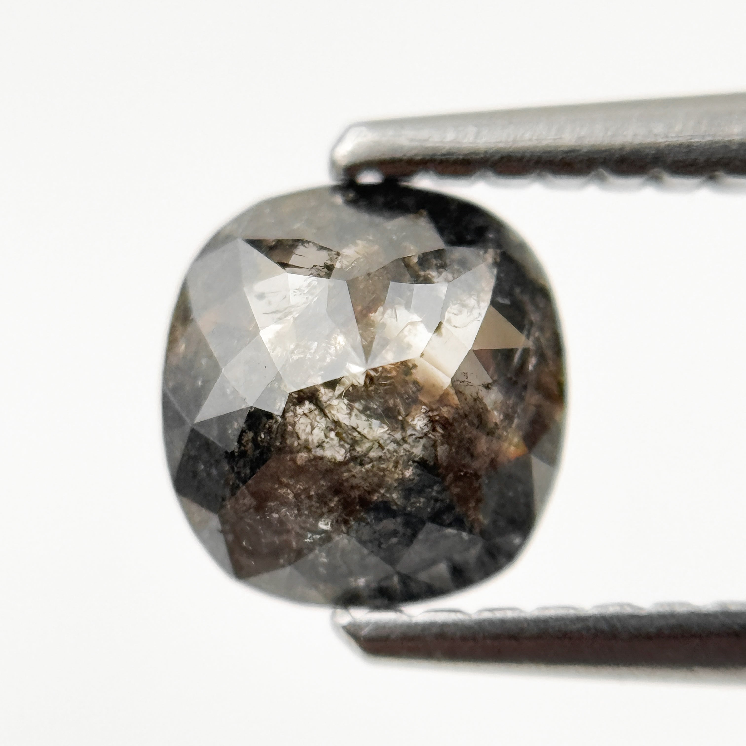 0.74 Ct Cushion Rose Cut Grey Natural Fancy Salt and Pepper Diamond