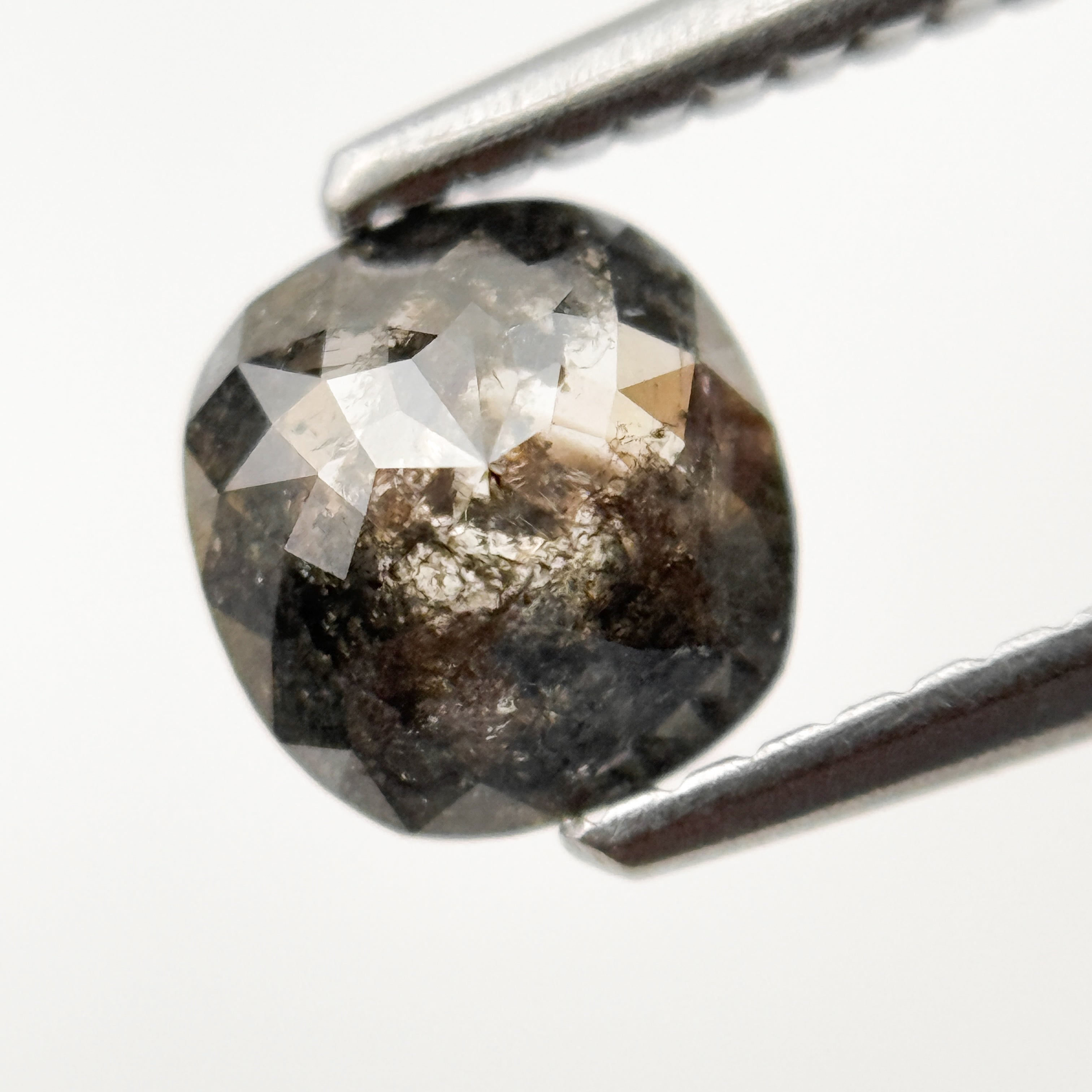 0.74 Ct Cushion Rose Cut Grey Natural Fancy Salt and Pepper Diamond