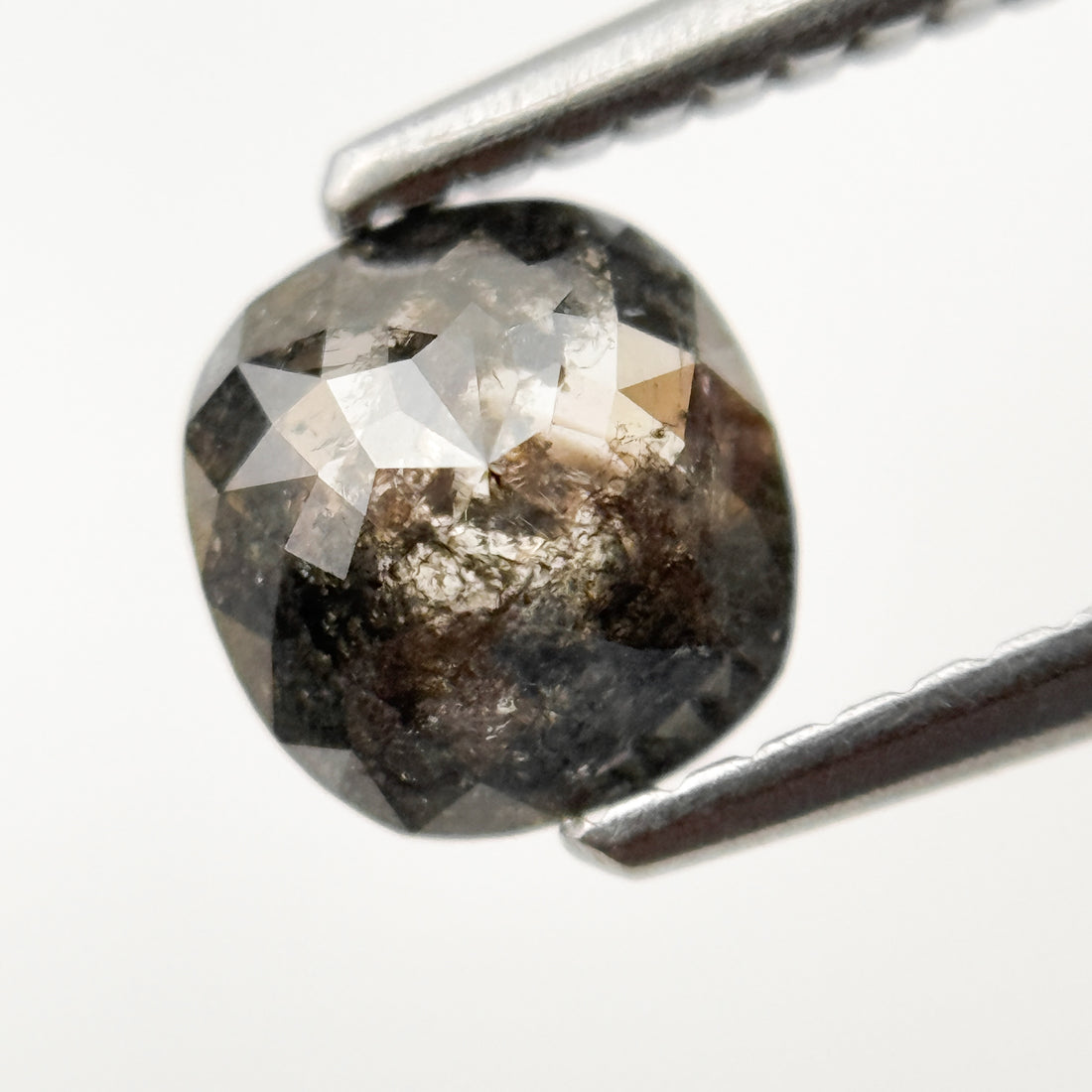 0.74 Ct Cushion Rose Cut Grey Natural Fancy Salt and Pepper Diamond