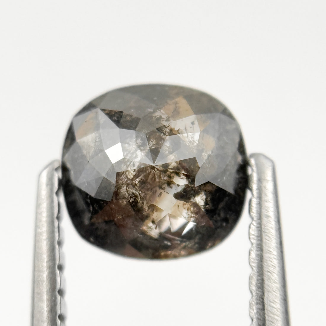 0.74 Ct Cushion Rose Cut Grey Natural Fancy Salt and Pepper Diamond