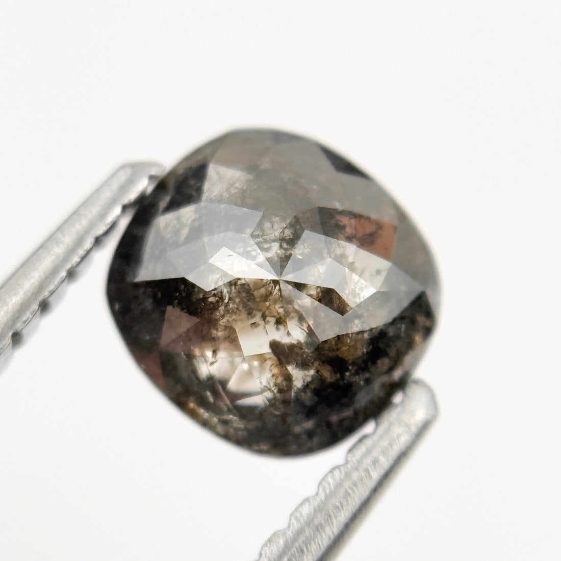 0.74 Ct Cushion Rose Cut Grey Natural Fancy Salt and Pepper Diamond