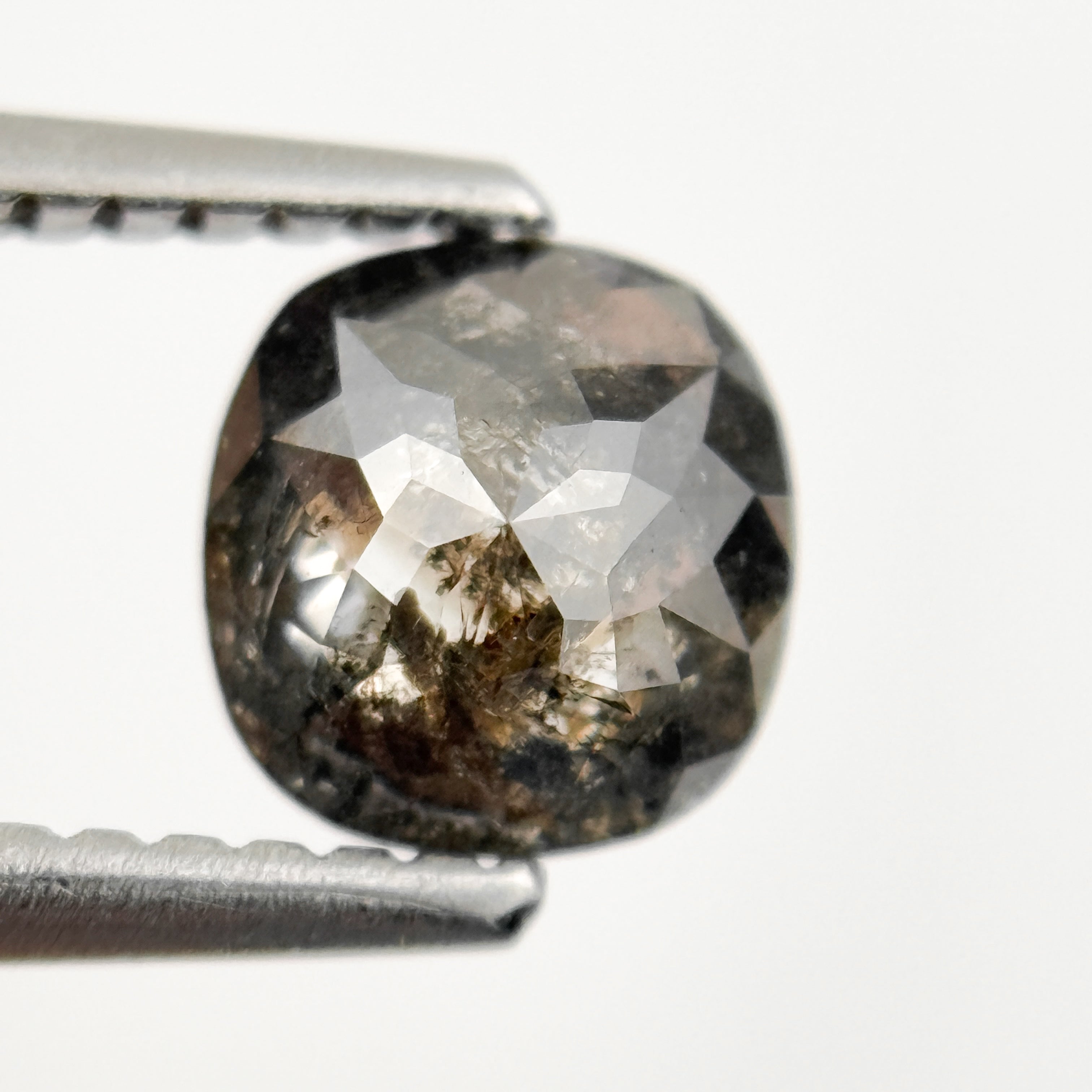 0.74 Ct Cushion Rose Cut Grey Natural Fancy Salt and Pepper Diamond