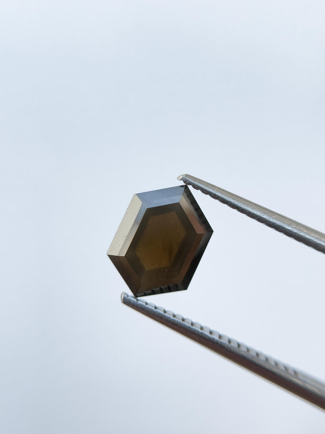 2.16 Ct Hexagon Rose Cut Brown Natural Salt and Pepper Diamond