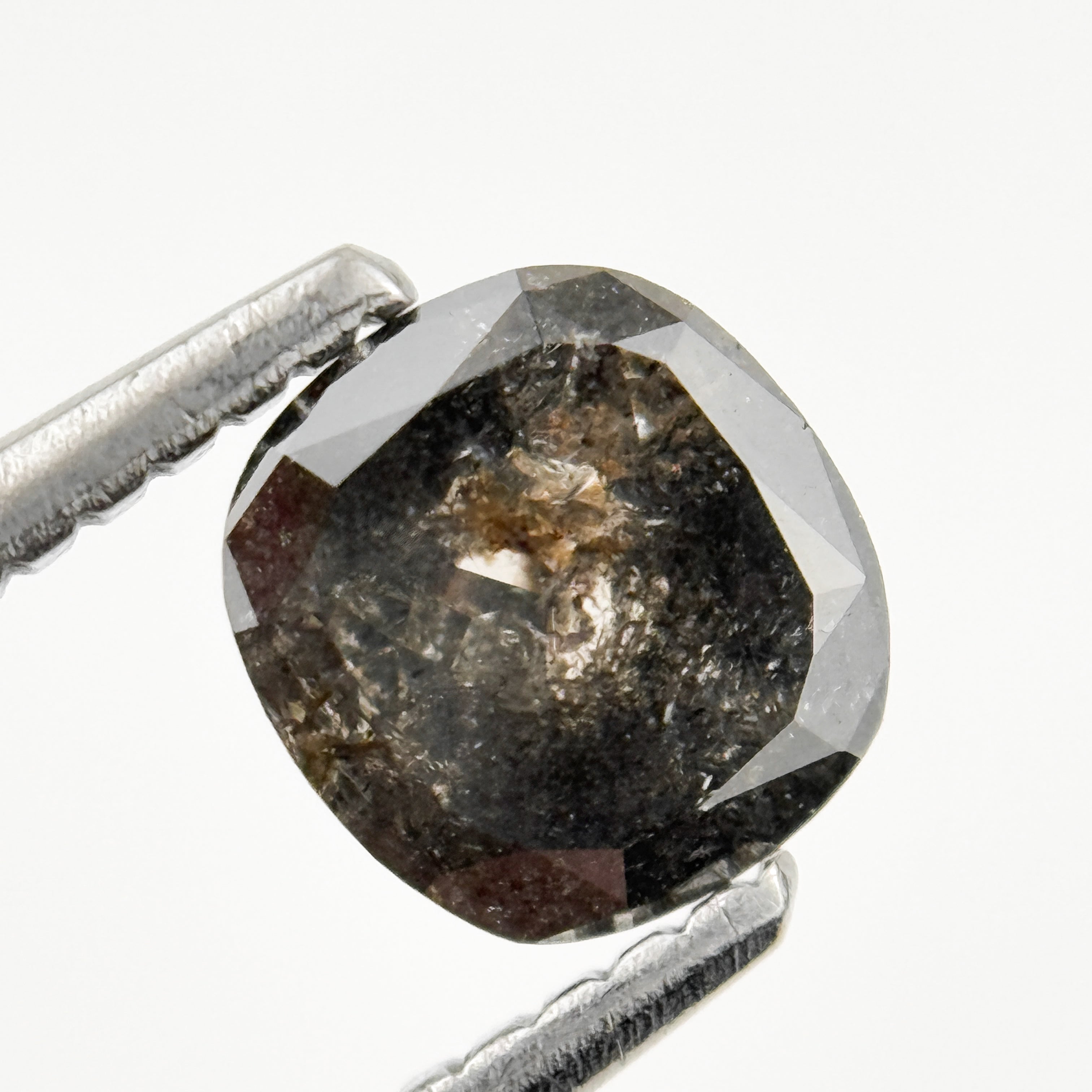 0.74 Ct Cushion Rose Cut Grey Natural Fancy Salt and Pepper Diamond
