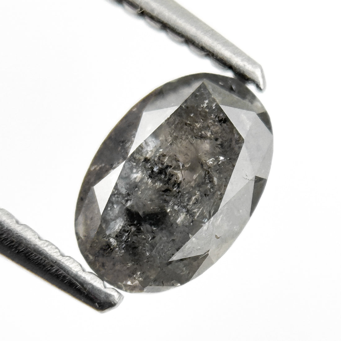 0.96 Ct Oval Rose Cut Grey Natural Salt and Pepper Diamond