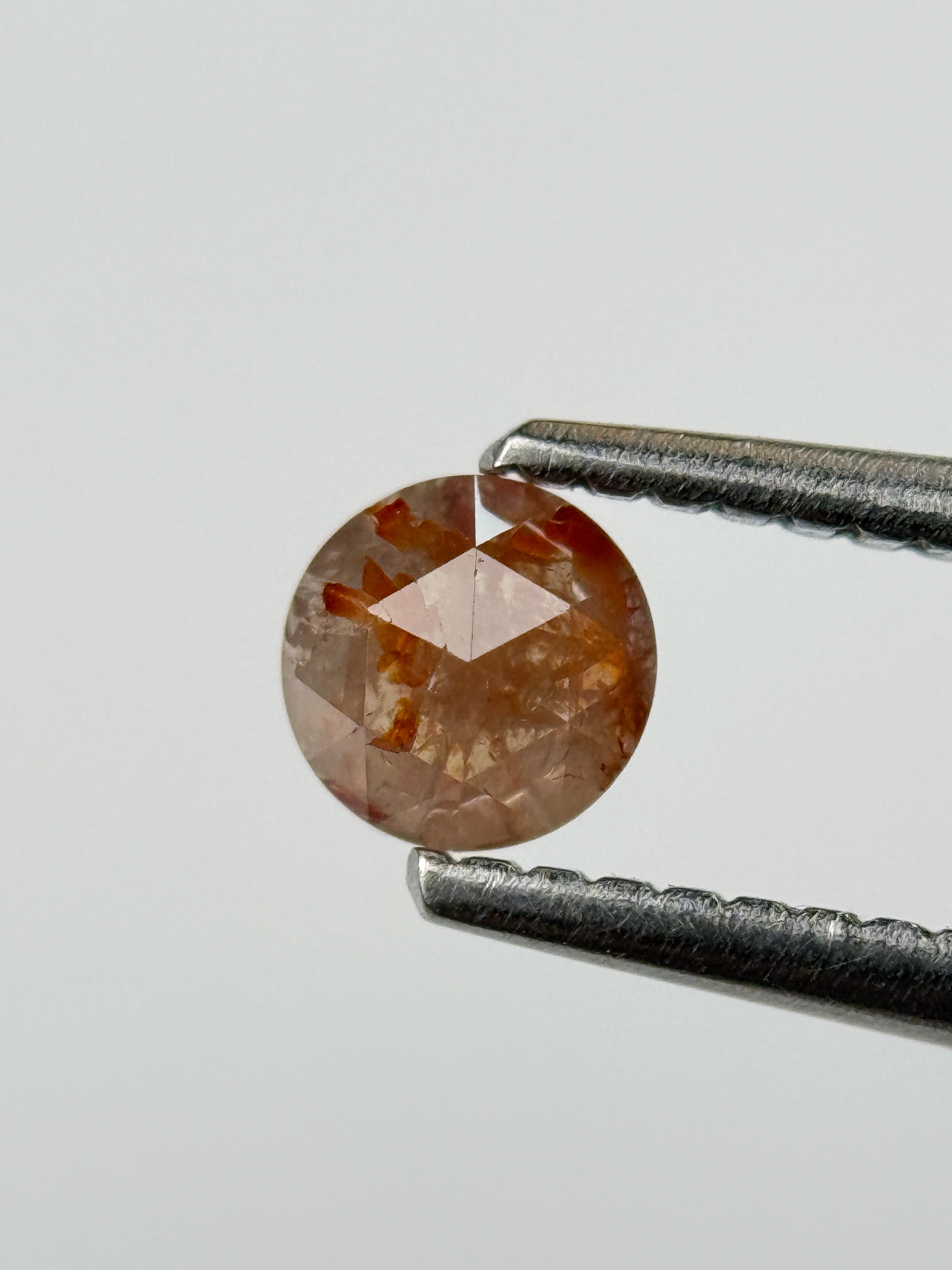 0.45 Ct Round Rose Cut Red Natural Salt and Pepper Diamond