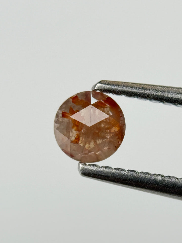 0.45 Ct Round Rose Cut Red Natural Salt and Pepper Diamond