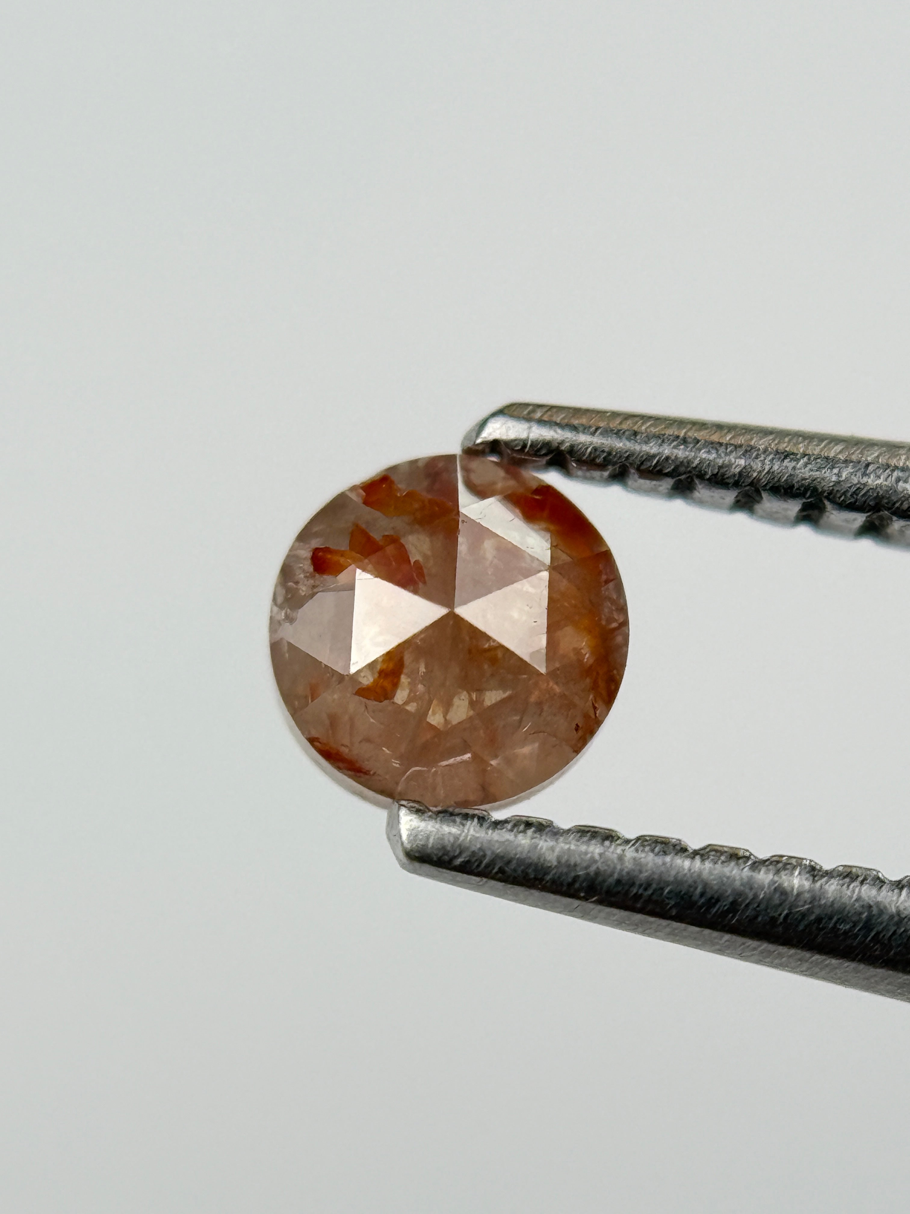 0.45 Ct Round Rose Cut Red Natural Salt and Pepper Diamond
