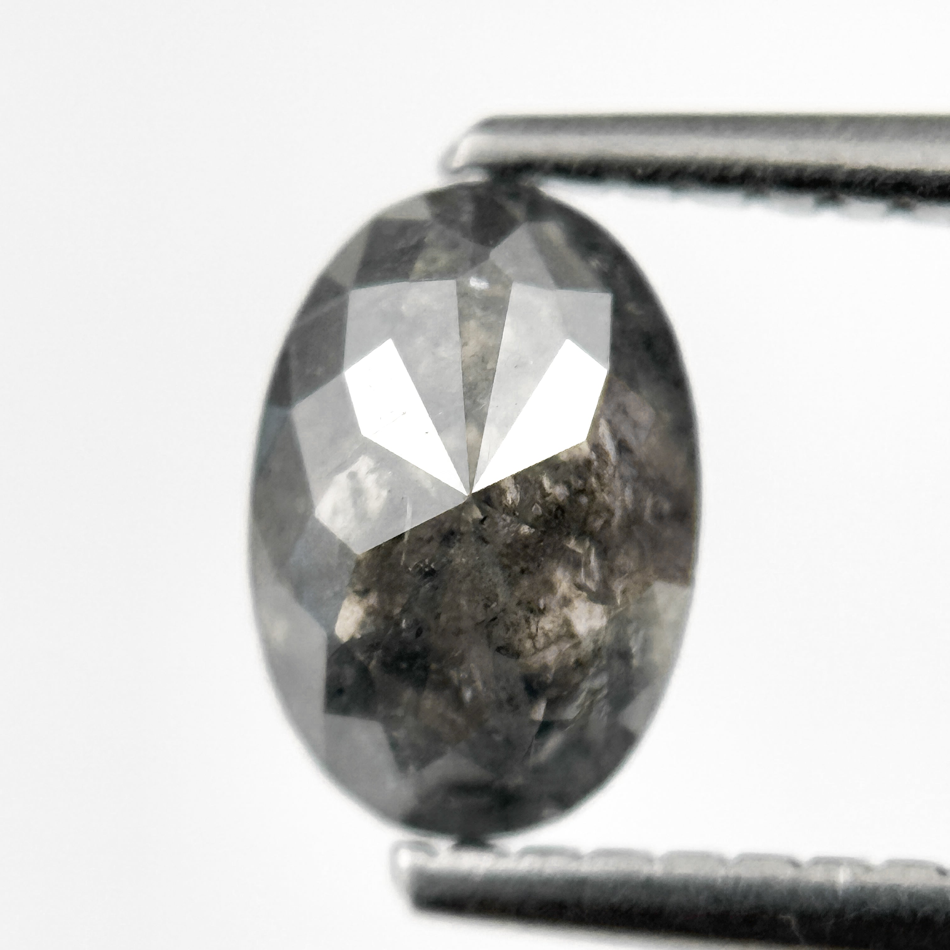 0.96 Ct Oval Rose Cut Grey Natural Salt and Pepper Diamond