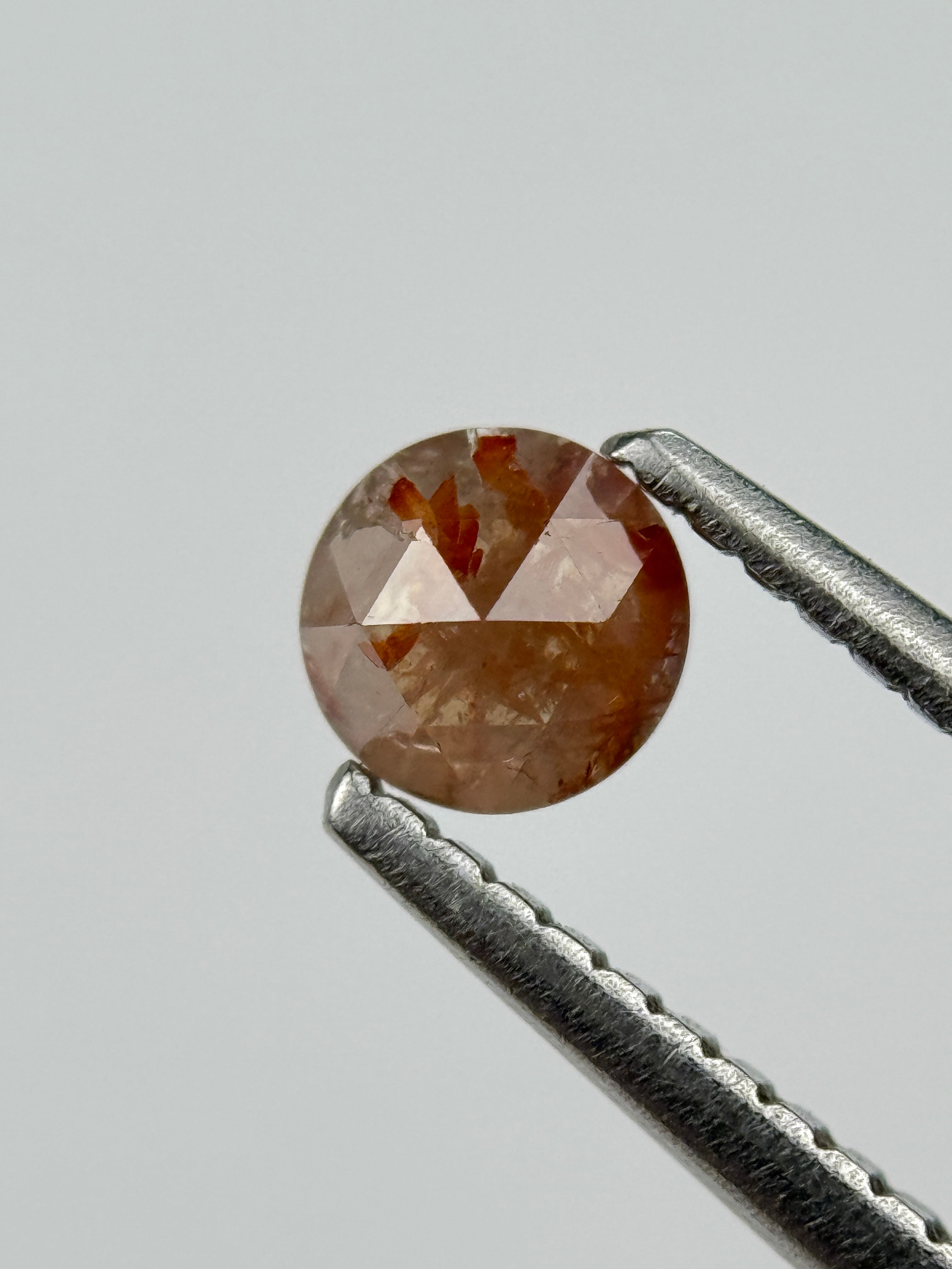 0.45 Ct Round Rose Cut Red Natural Salt and Pepper Diamond