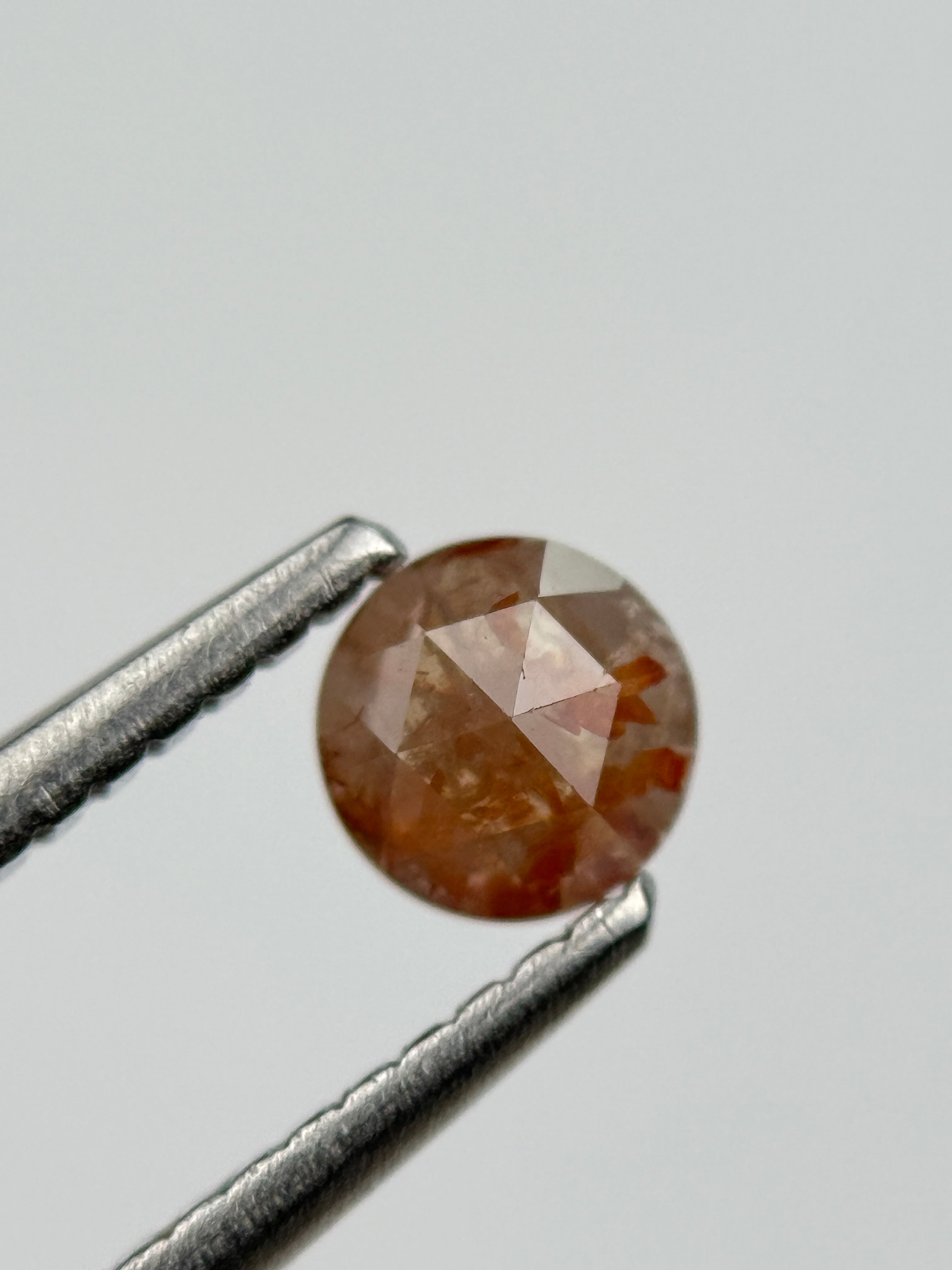0.45 Ct Round Rose Cut Red Natural Salt and Pepper Diamond