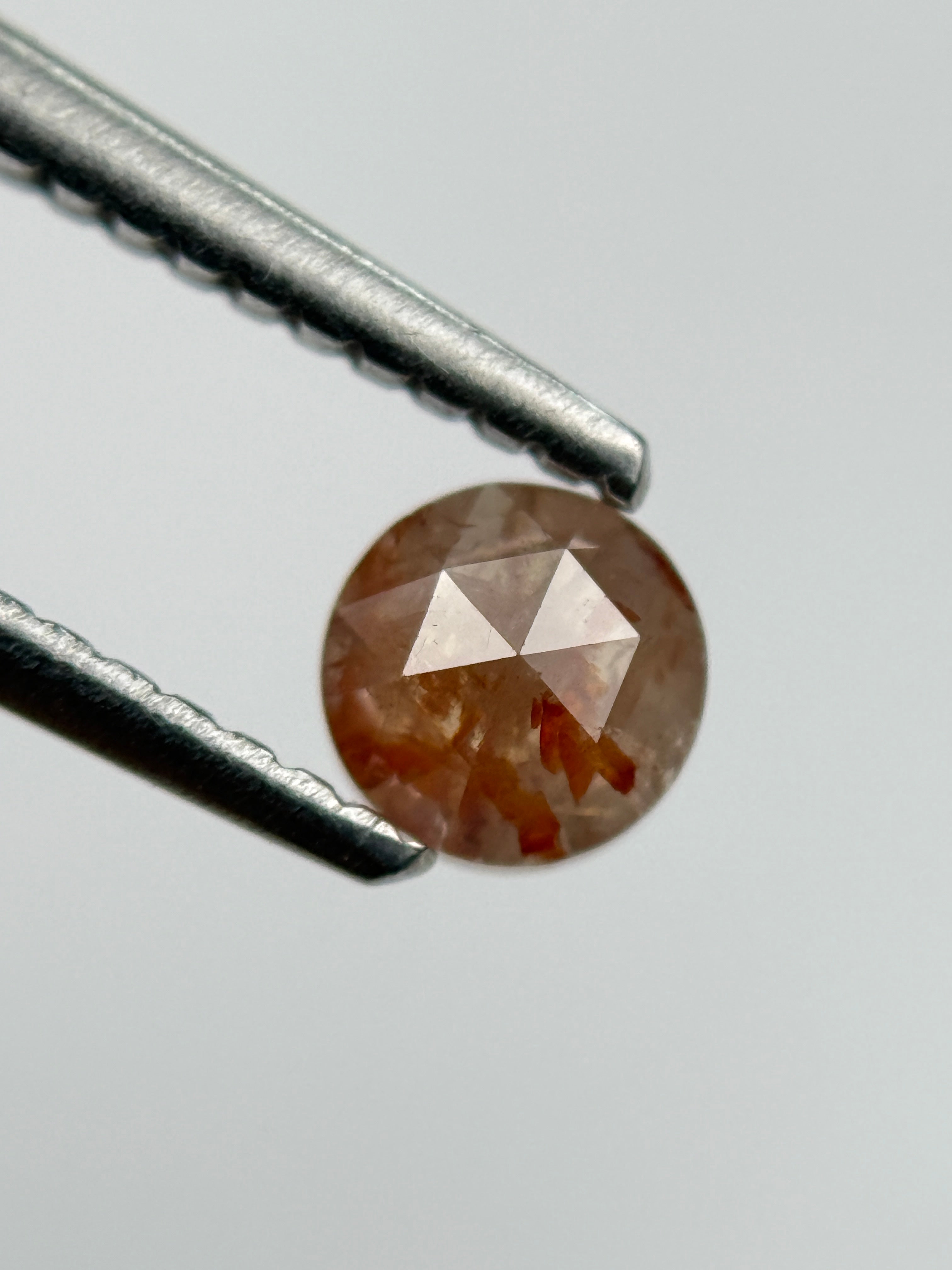 0.45 Ct Round Rose Cut Red Natural Salt and Pepper Diamond