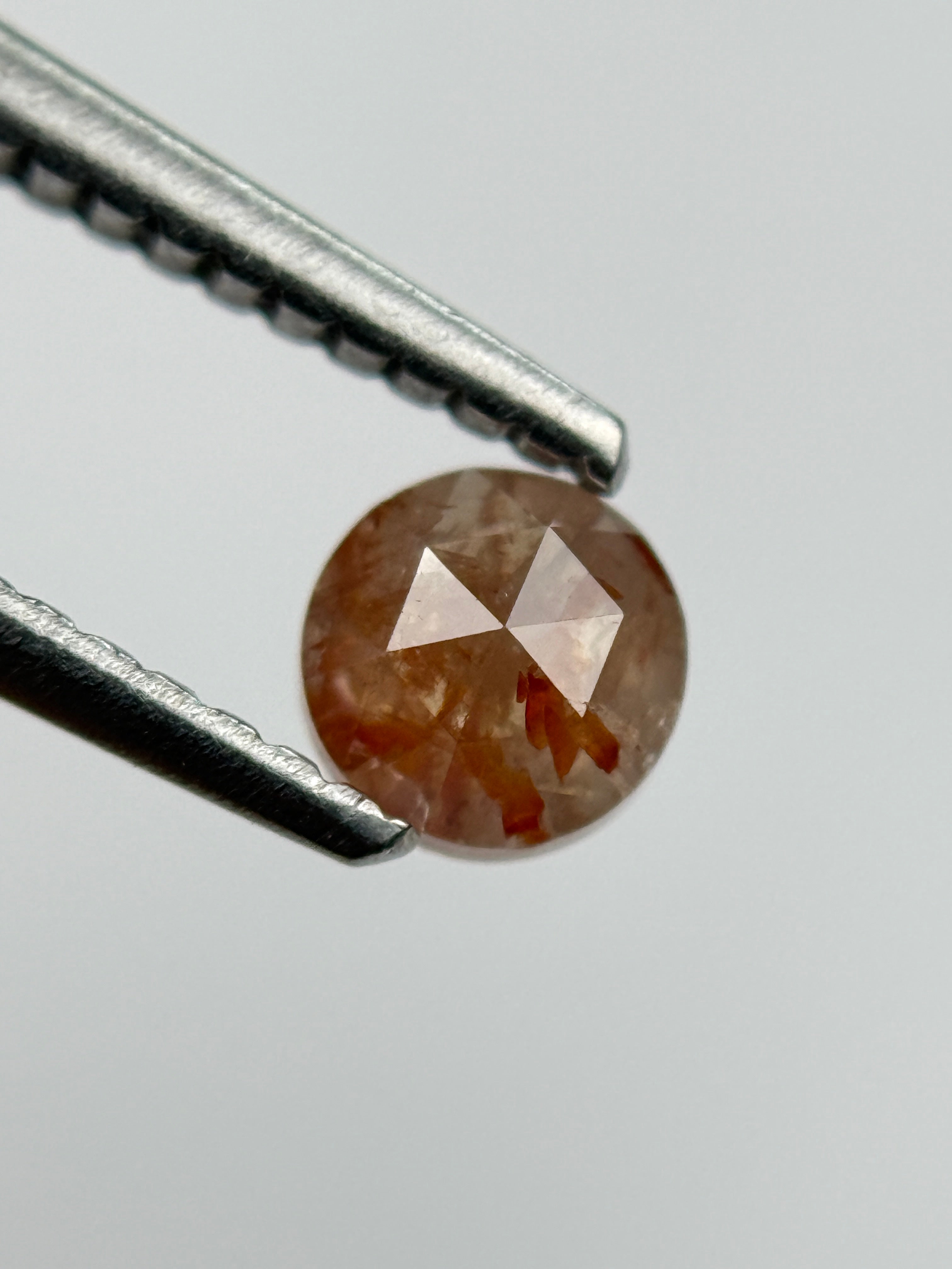 0.45 Ct Round Rose Cut Red Natural Salt and Pepper Diamond