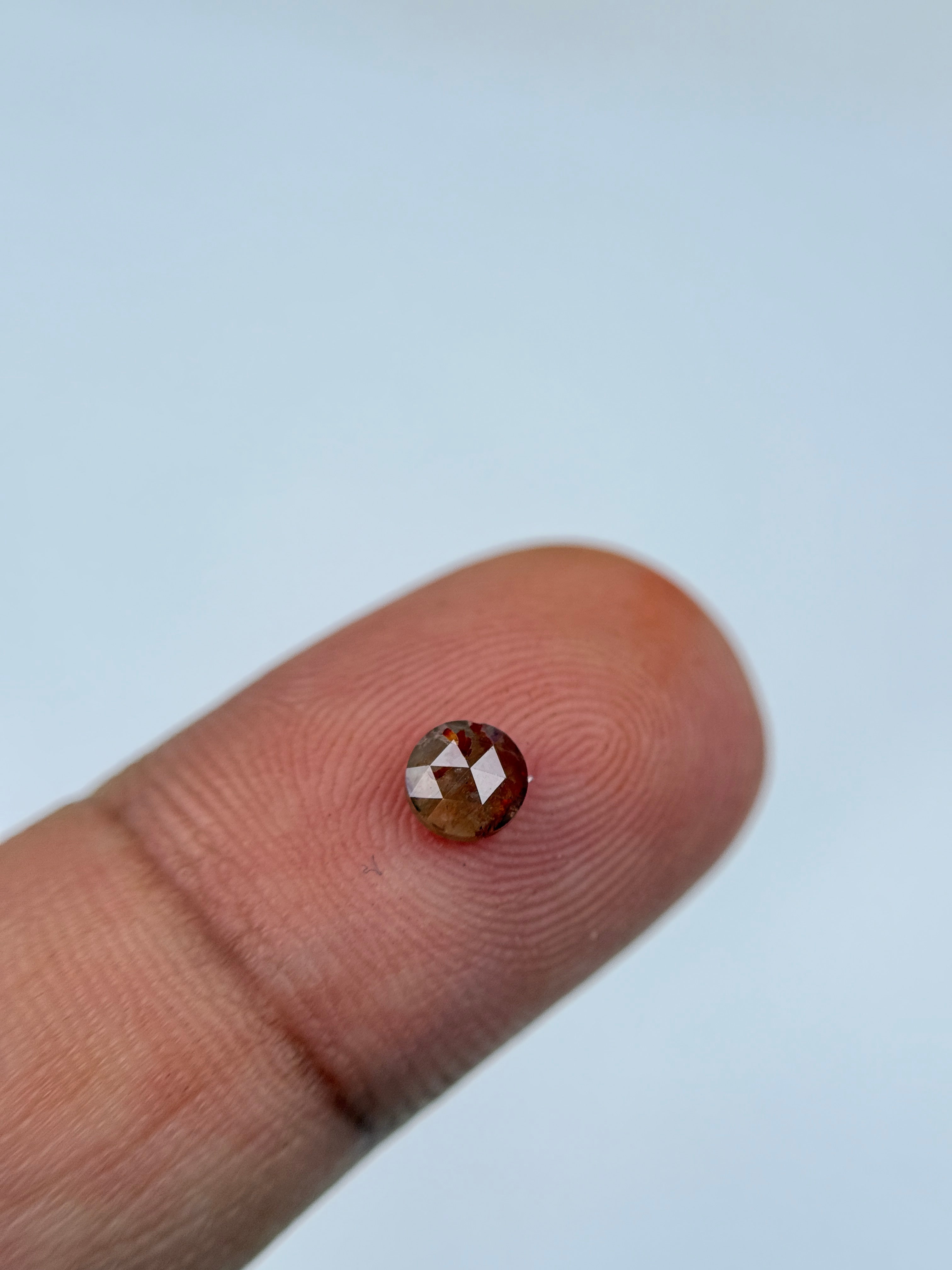 0.45 Ct Round Rose Cut Red Natural Salt and Pepper Diamond