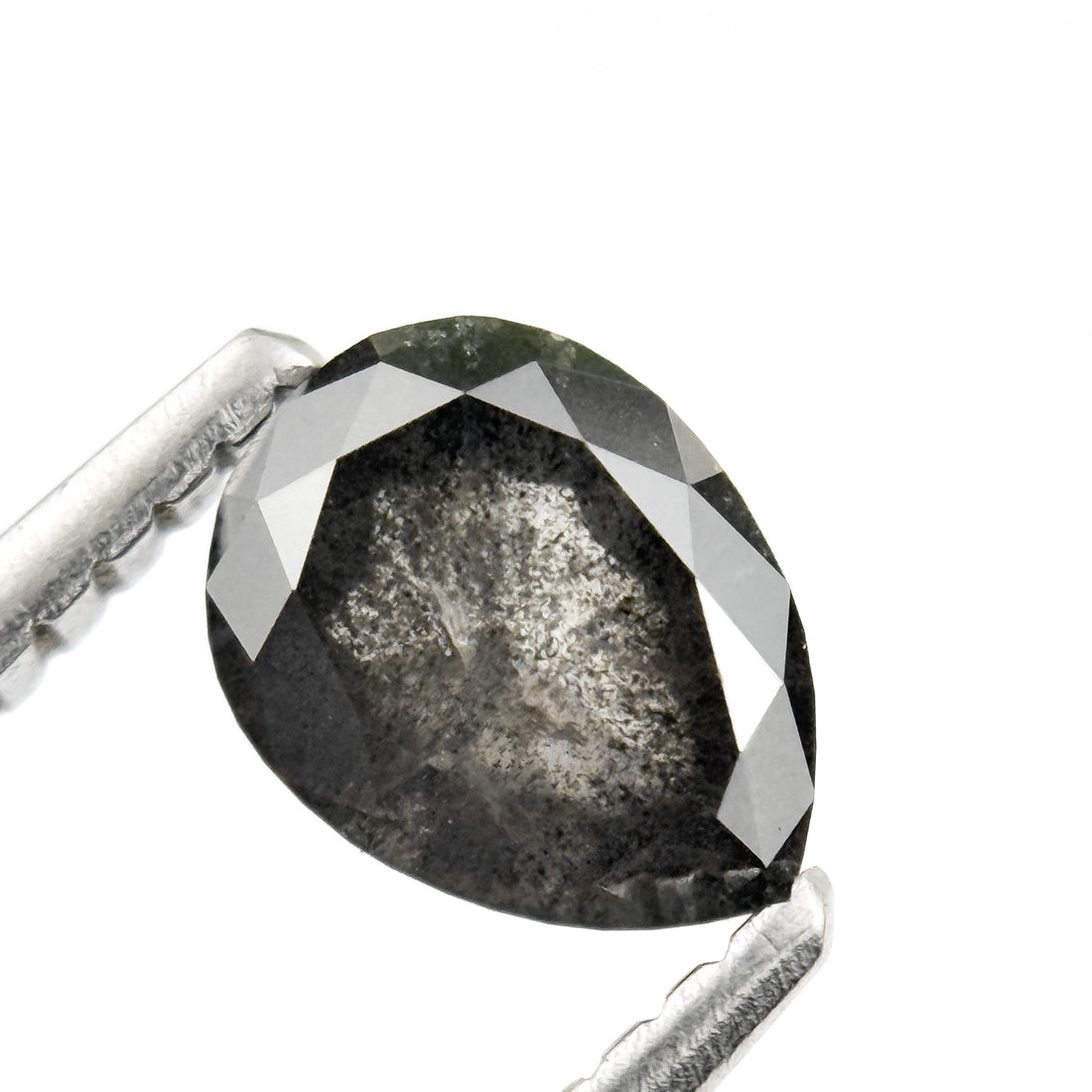 0.89 Ct Pear Rose Cut Grey Natural Salt and Pepper Diamond