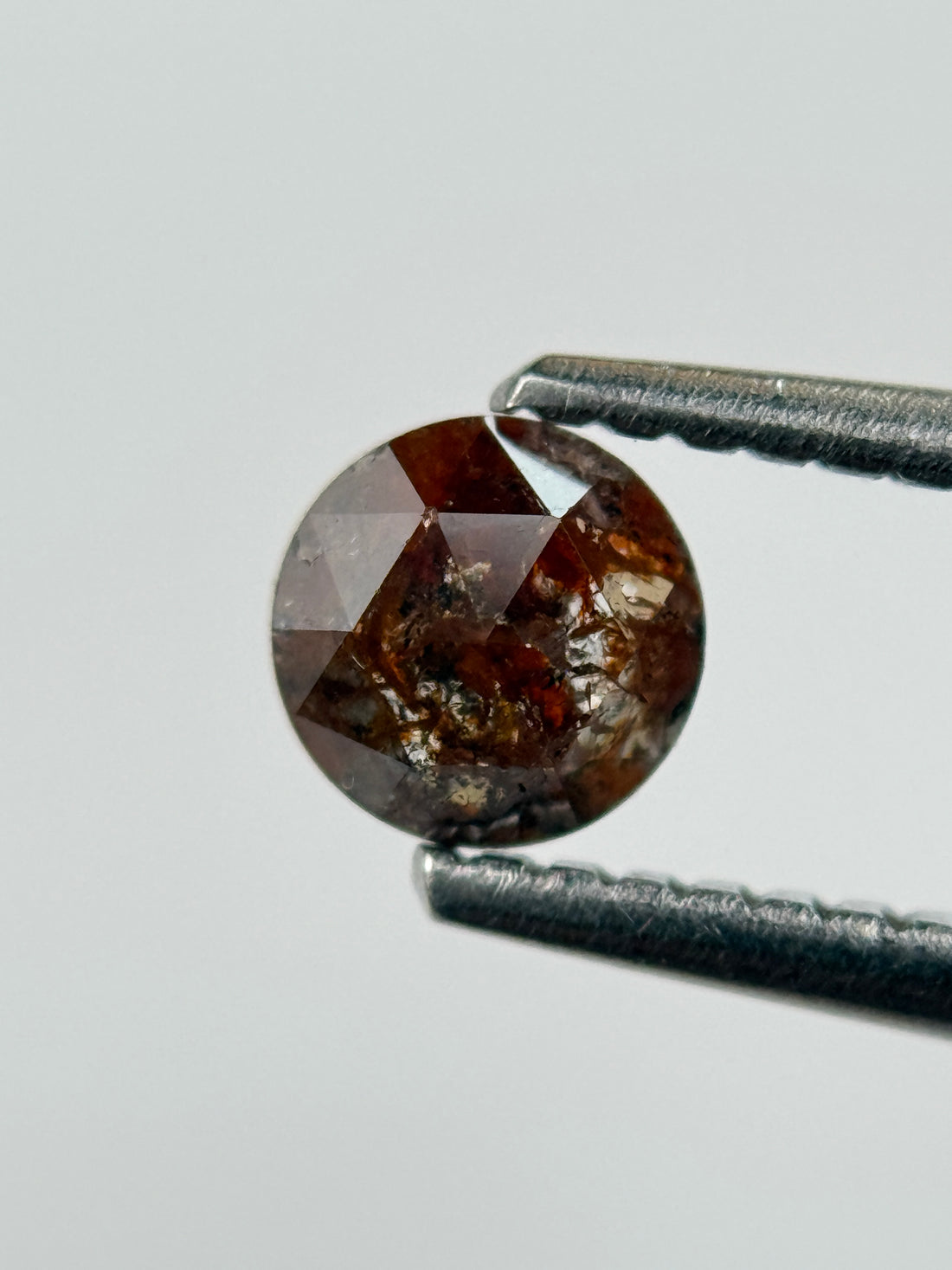 0.44 Ct Round Rose Cut Red Natural Salt and Pepper Diamond