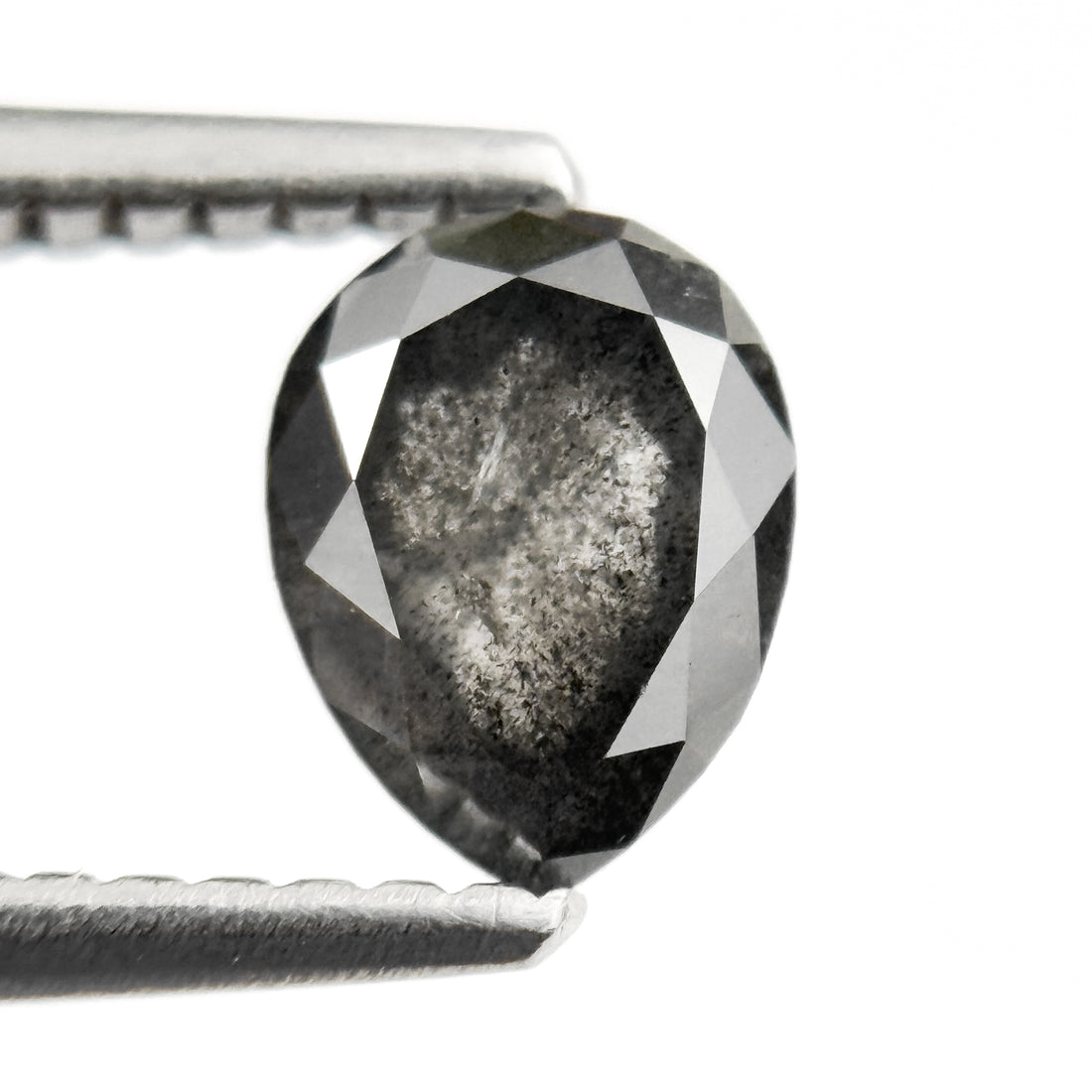 0.89 Ct Pear Rose Cut Grey Natural Salt and Pepper Diamond