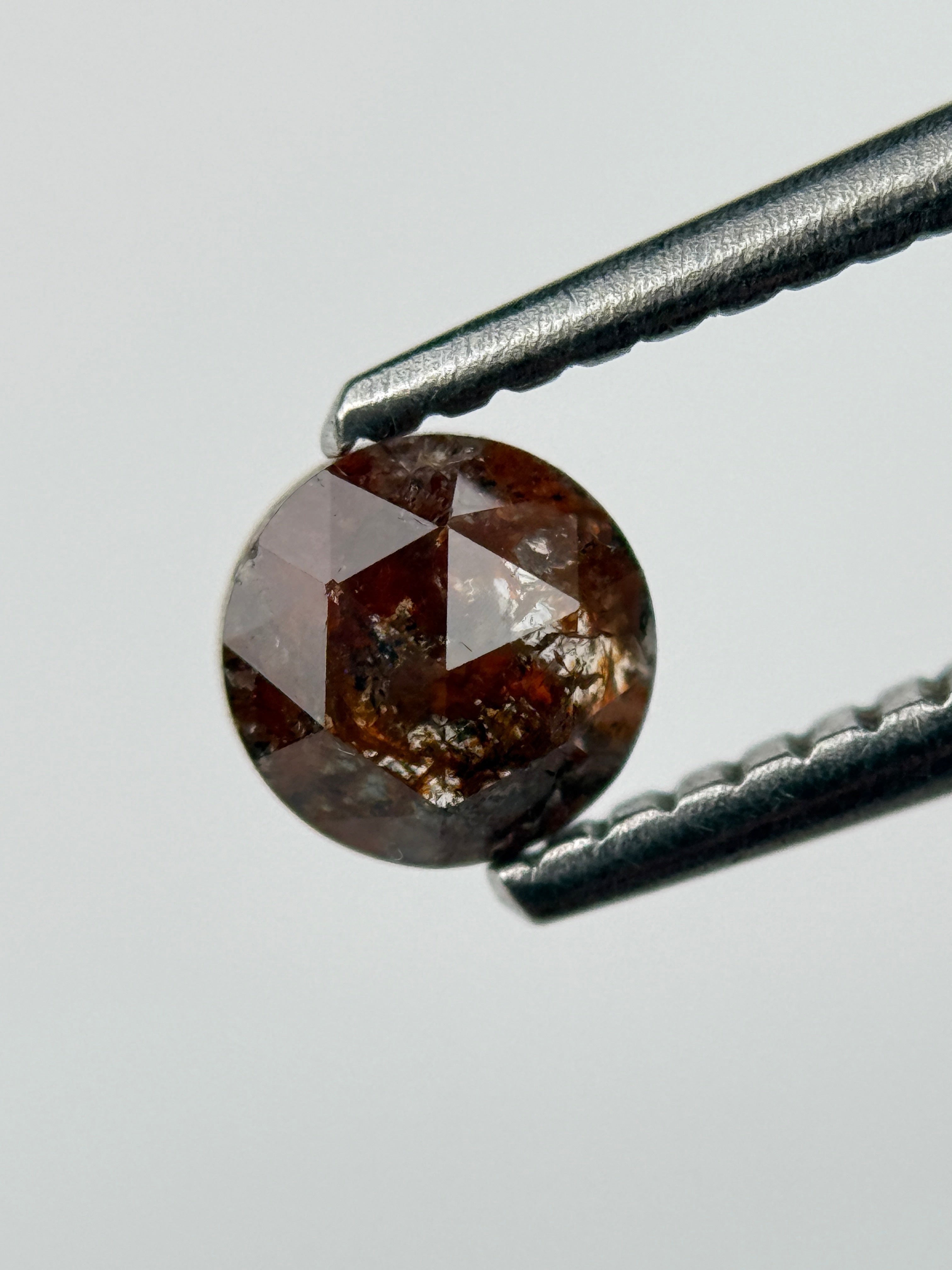 0.44 Ct Round Rose Cut Red Natural Salt and Pepper Diamond