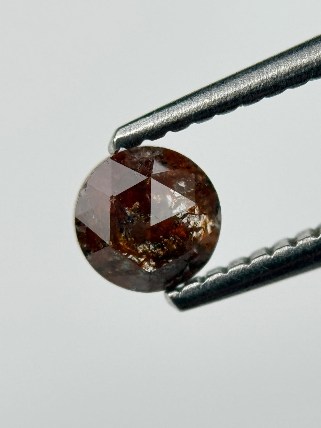 0.44 Ct Round Rose Cut Red Natural Salt and Pepper Diamond