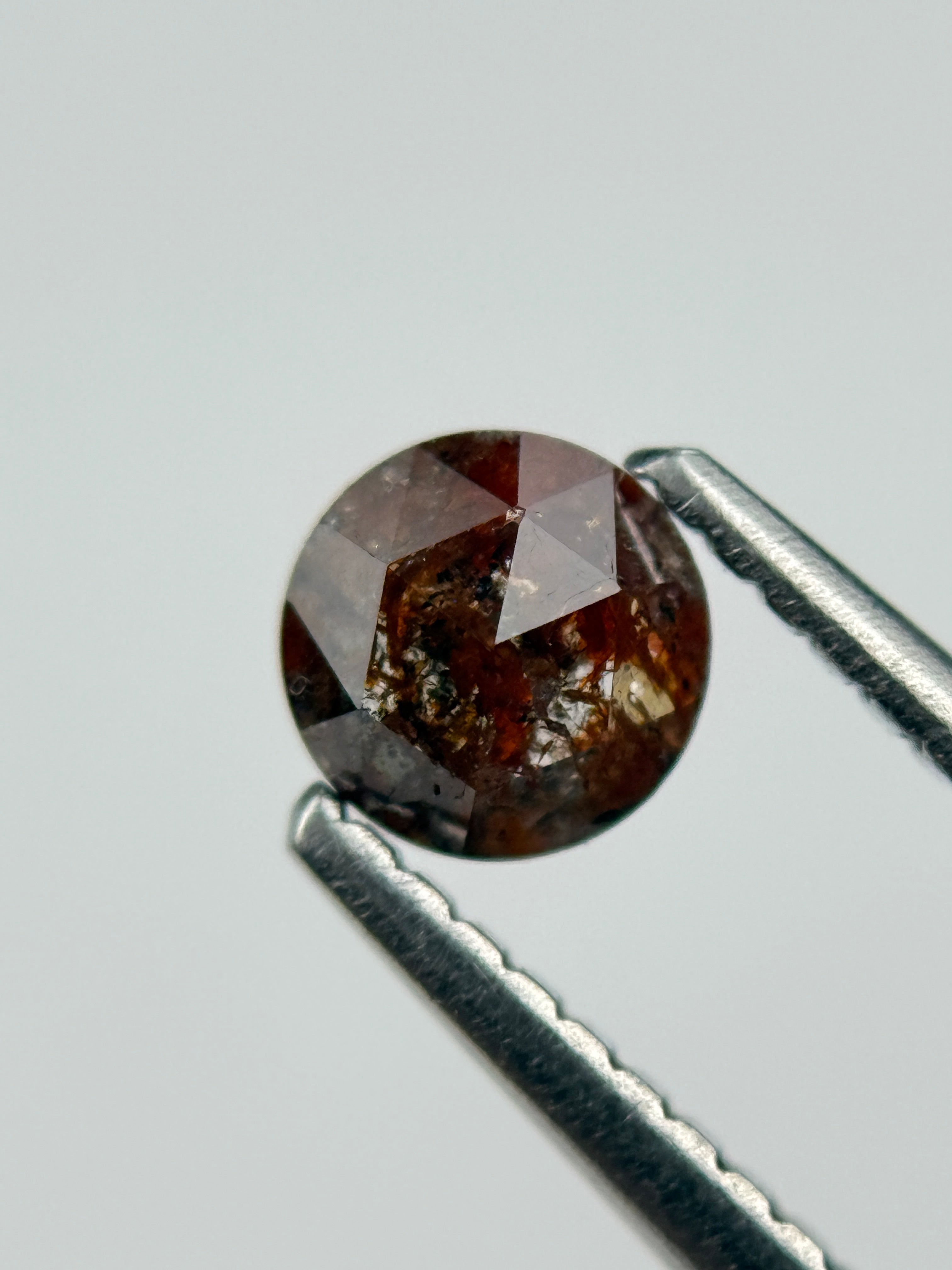 0.44 Ct Round Rose Cut Red Natural Salt and Pepper Diamond