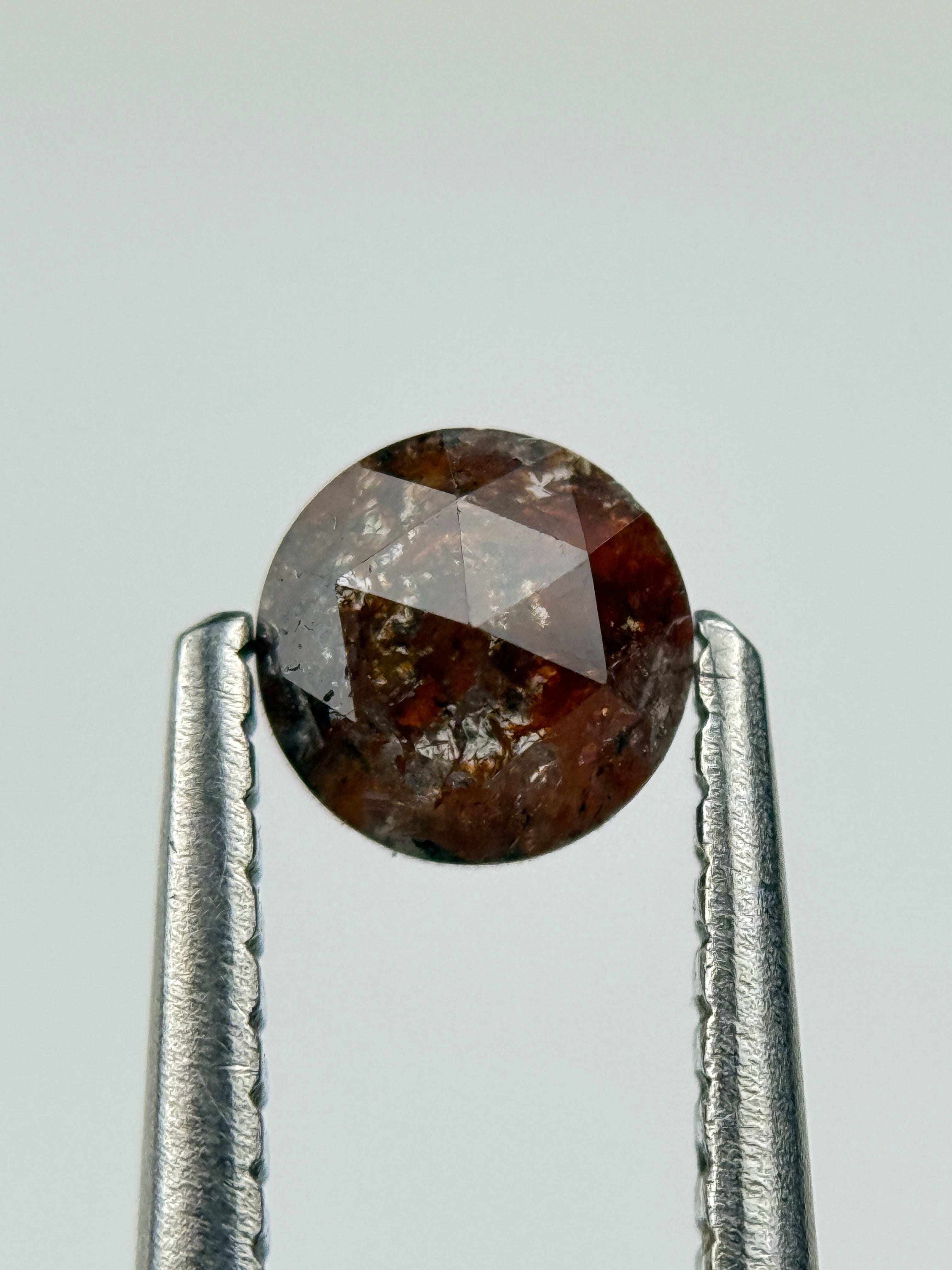 0.44 Ct Round Rose Cut Red Natural Salt and Pepper Diamond
