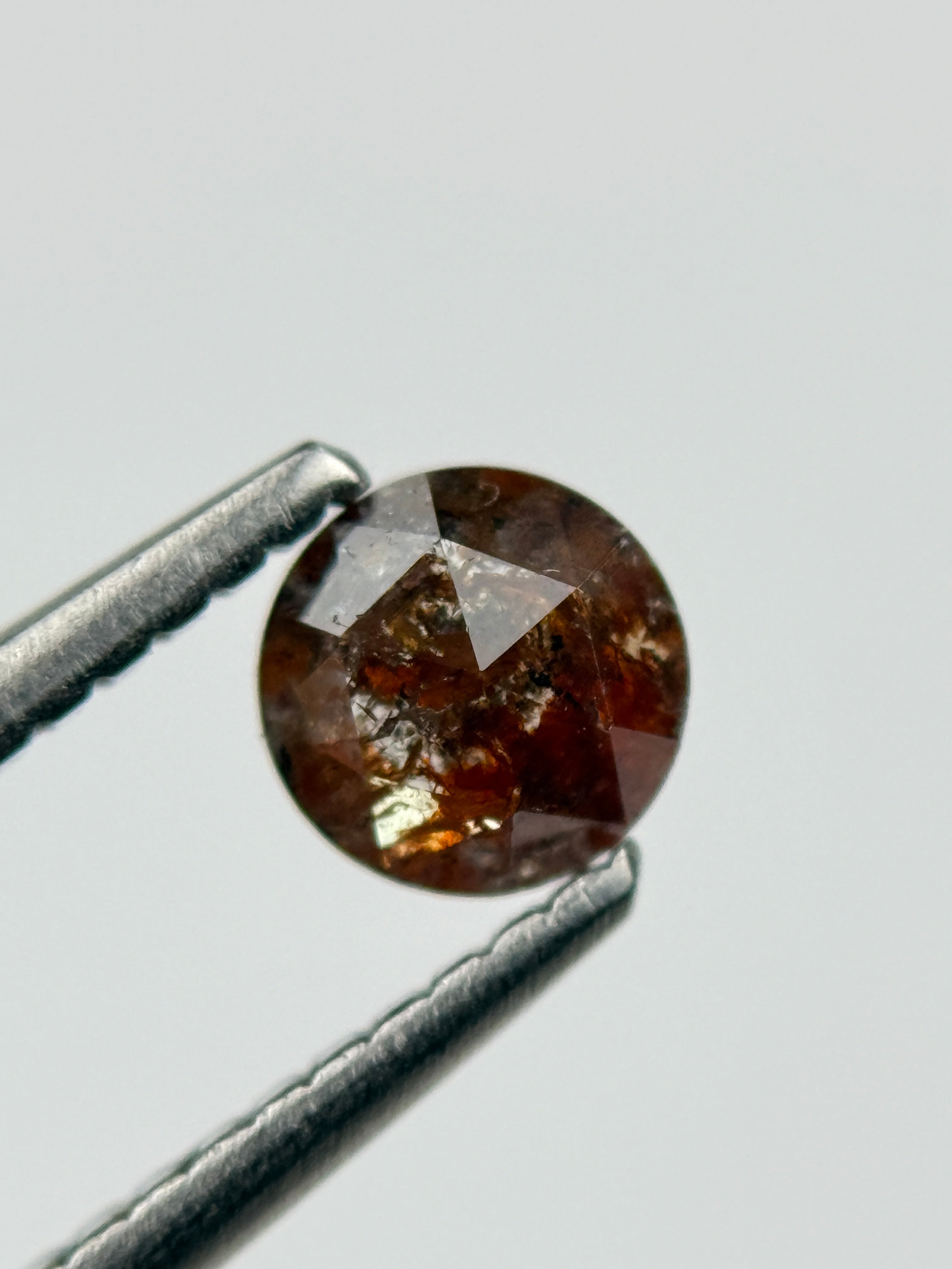 0.44 Ct Round Rose Cut Red Natural Salt and Pepper Diamond