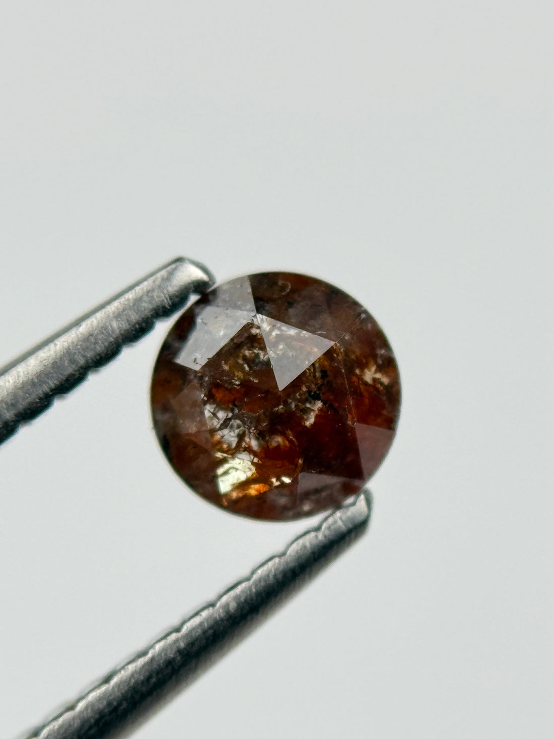 0.44 Ct Round Rose Cut Red Natural Salt and Pepper Diamond