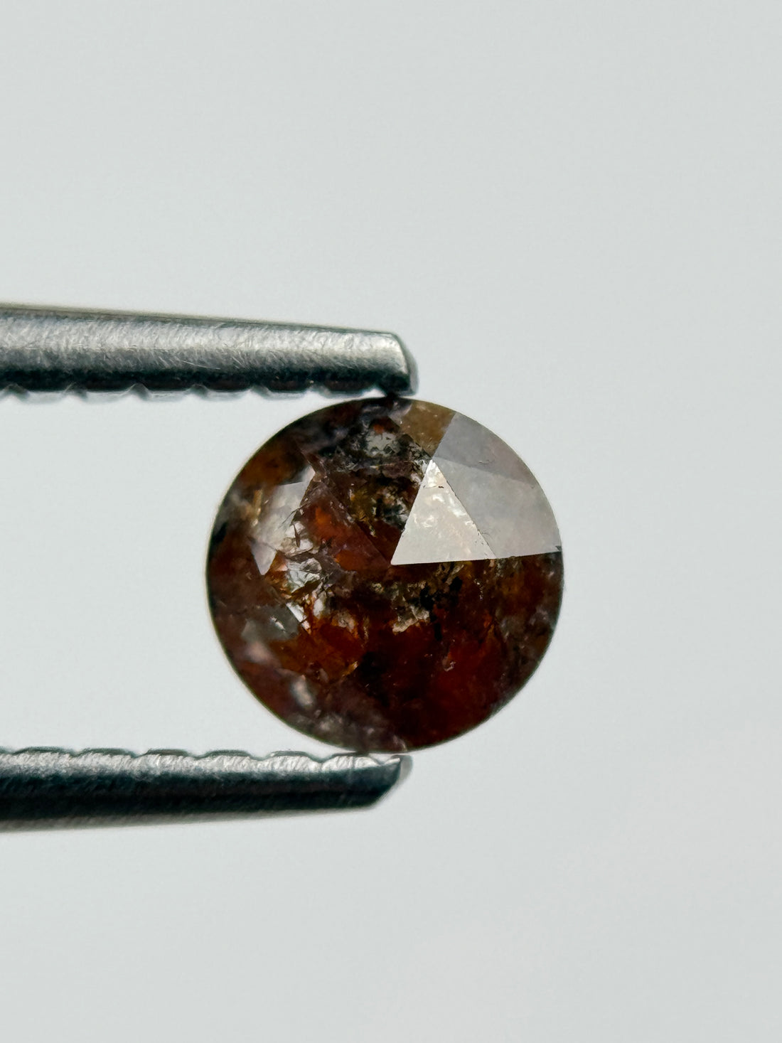 0.44 Ct Round Rose Cut Red Natural Salt and Pepper Diamond