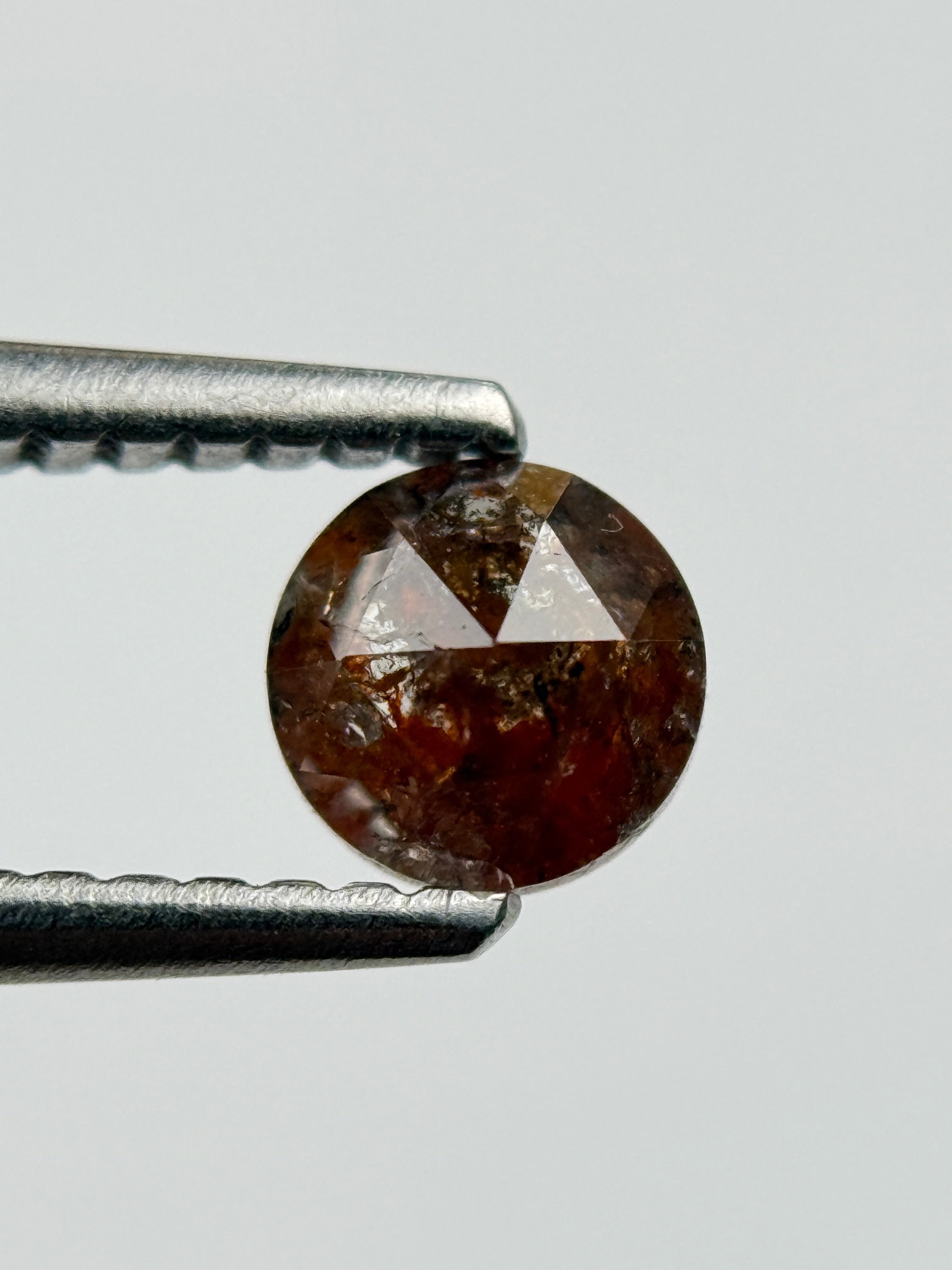 0.44 Ct Round Rose Cut Red Natural Salt and Pepper Diamond