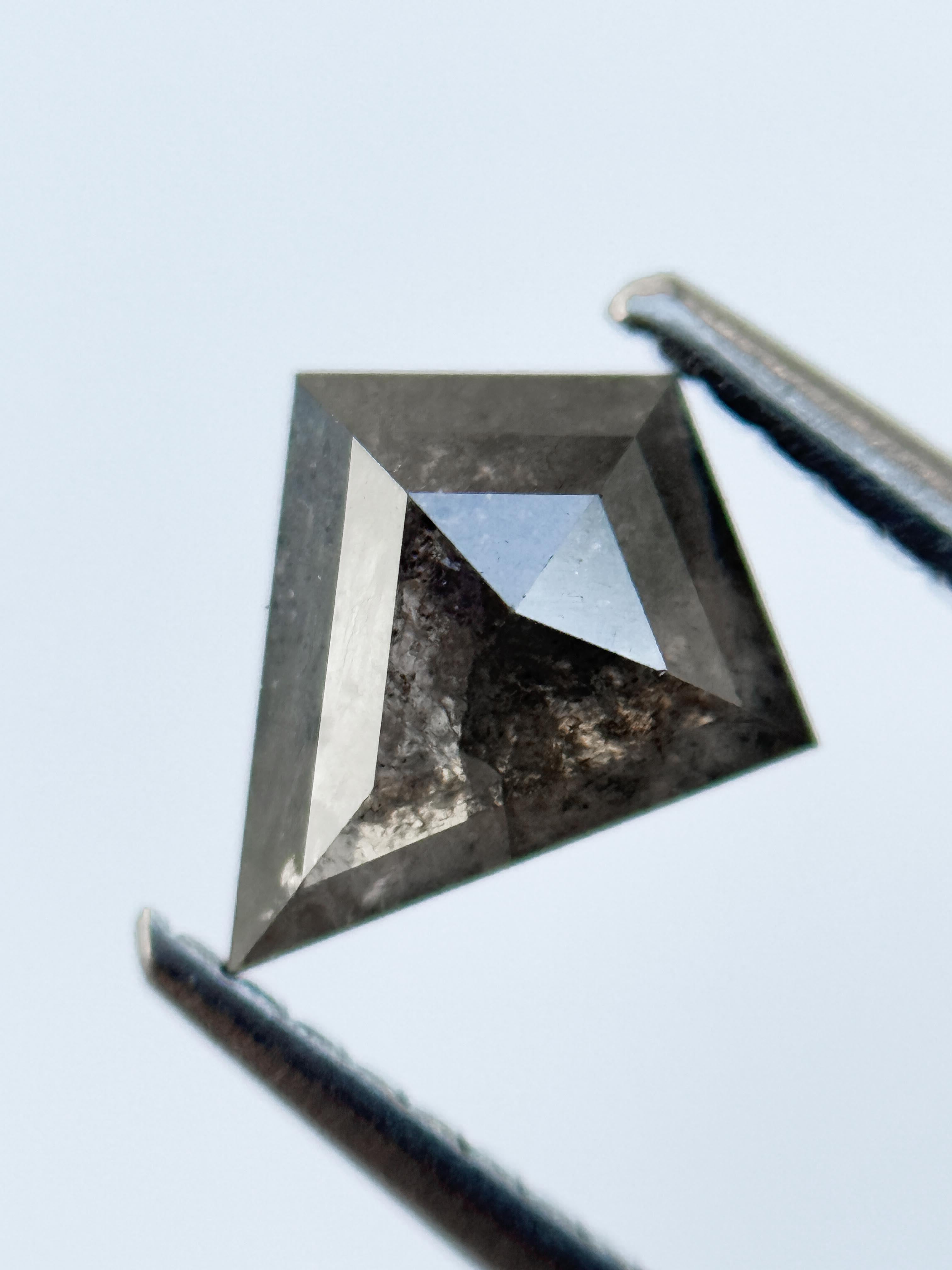 1.00 Ct Kite Rose Cut Grey Natural Salt and Pepper Diamond