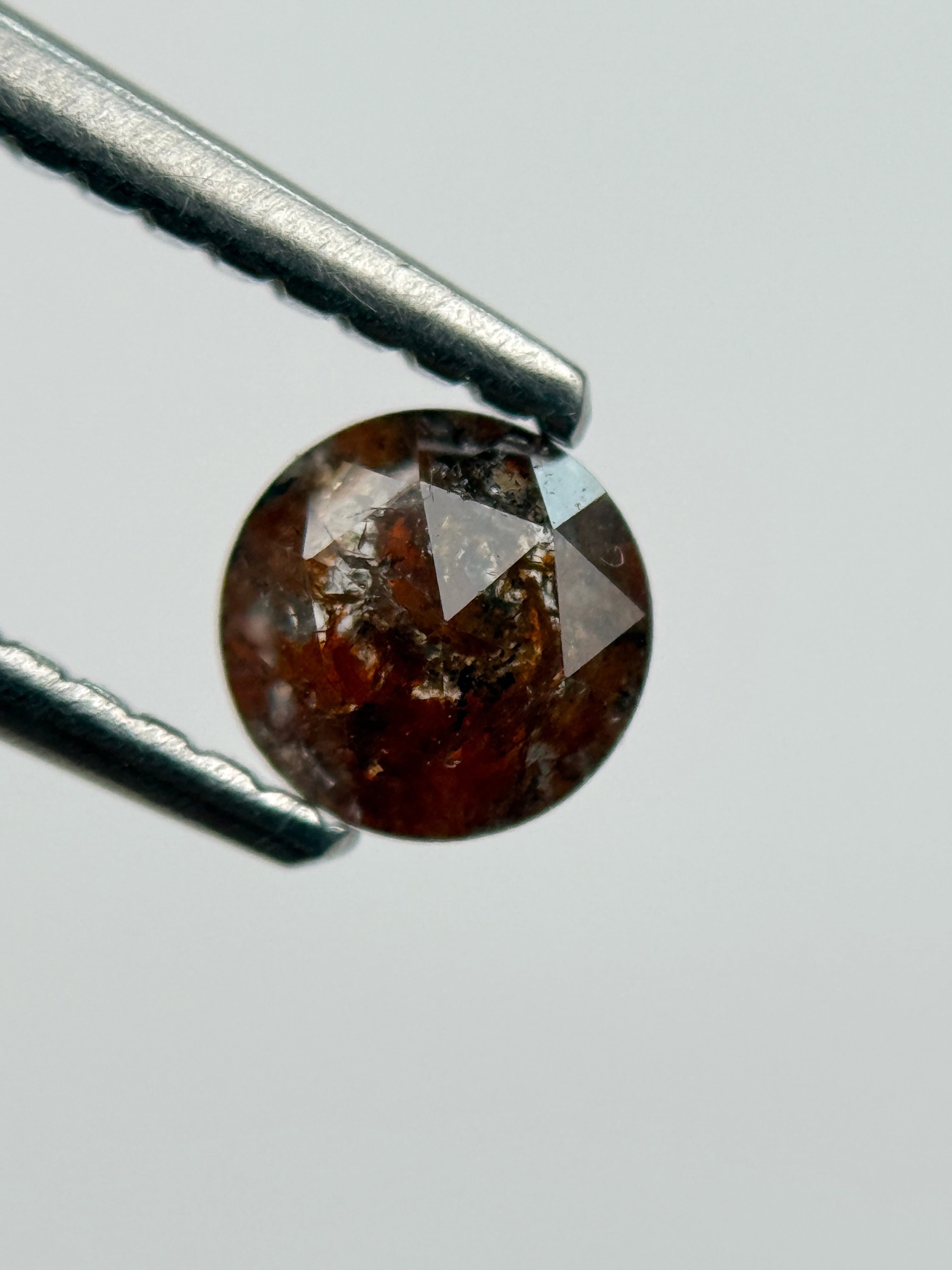 0.44 Ct Round Rose Cut Red Natural Salt and Pepper Diamond