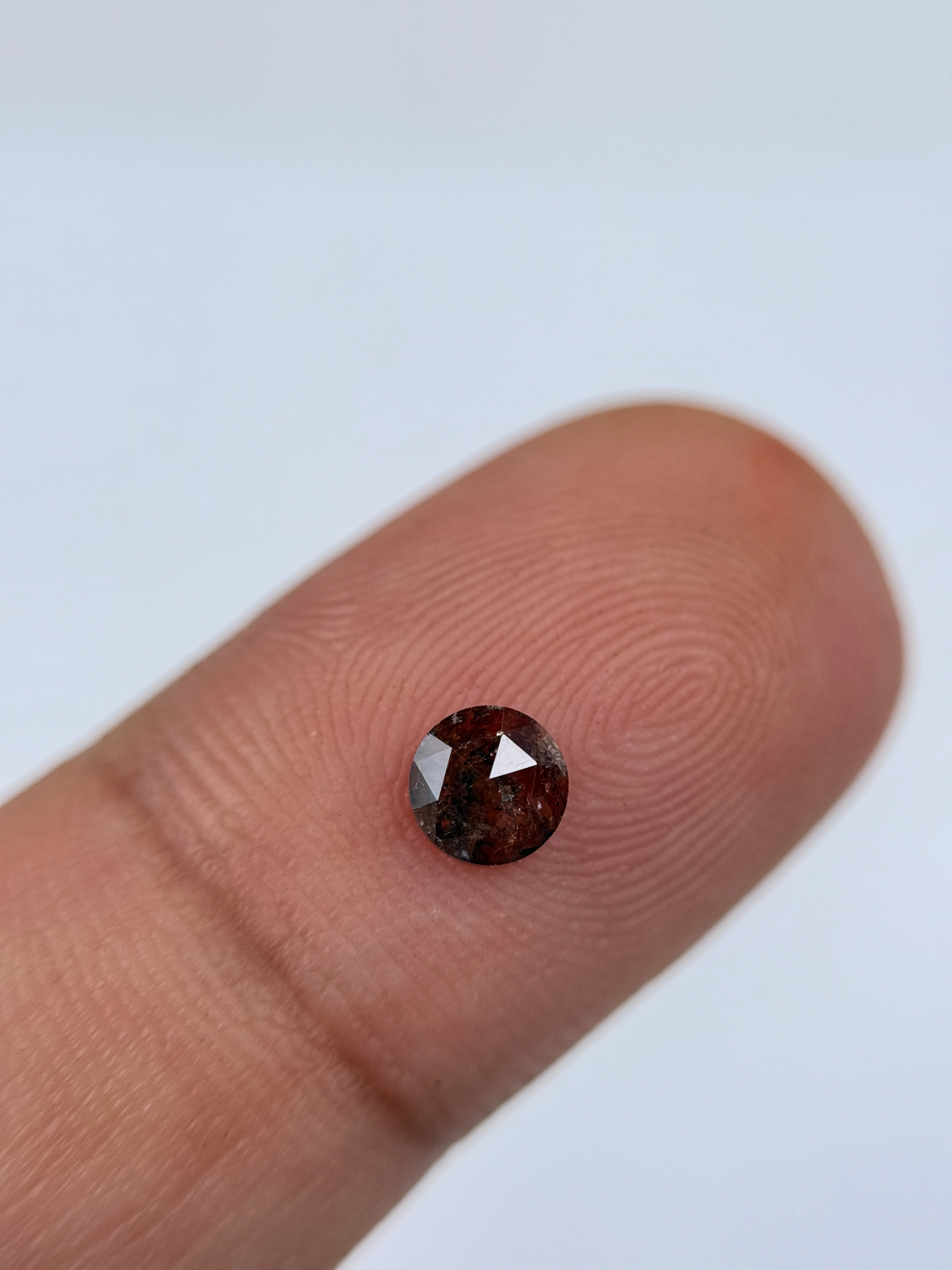 0.44 Ct Round Rose Cut Red Natural Salt and Pepper Diamond