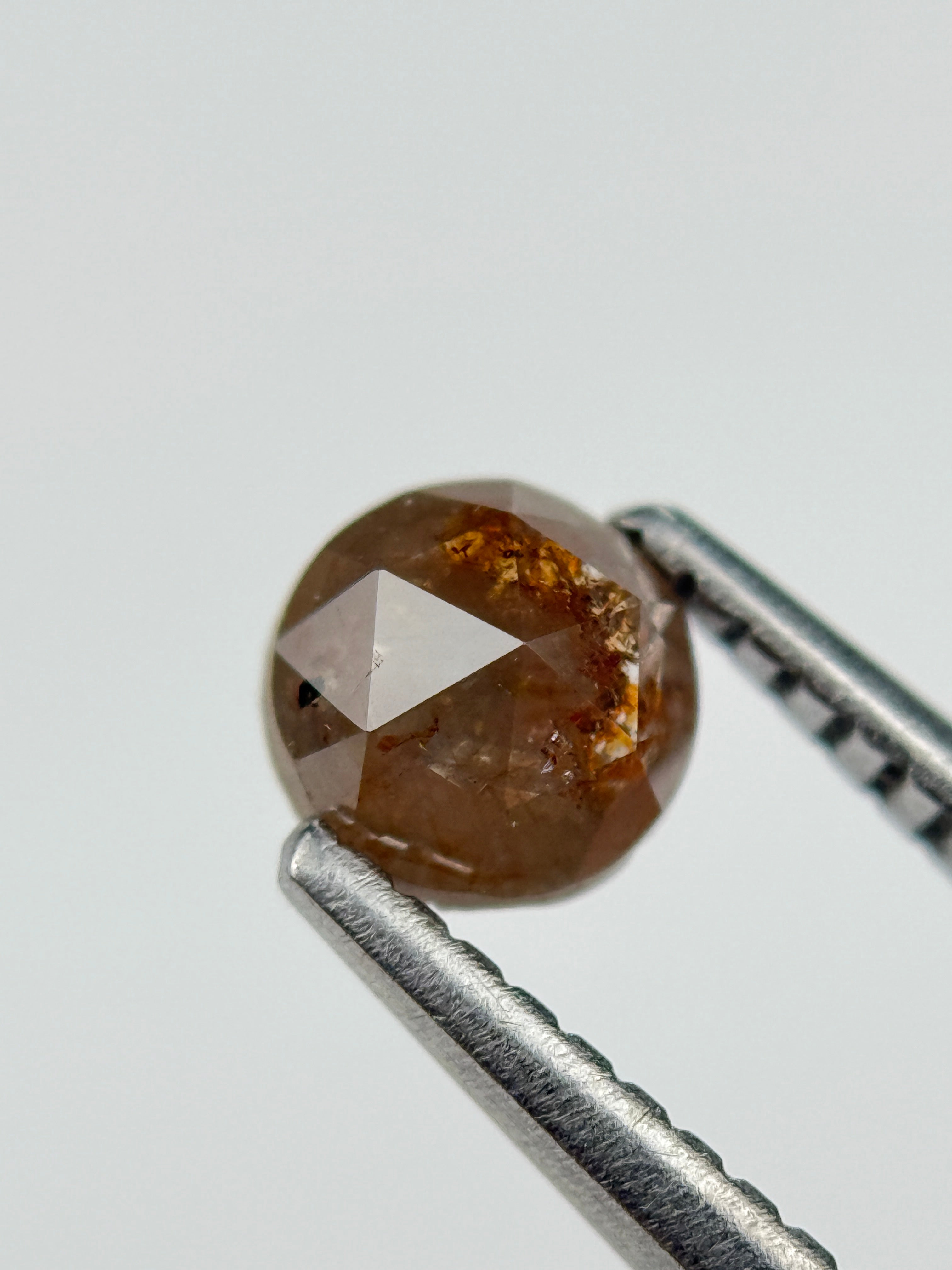 0.59 Ct Round Rose Cut Red Natural Salt and Pepper Diamond