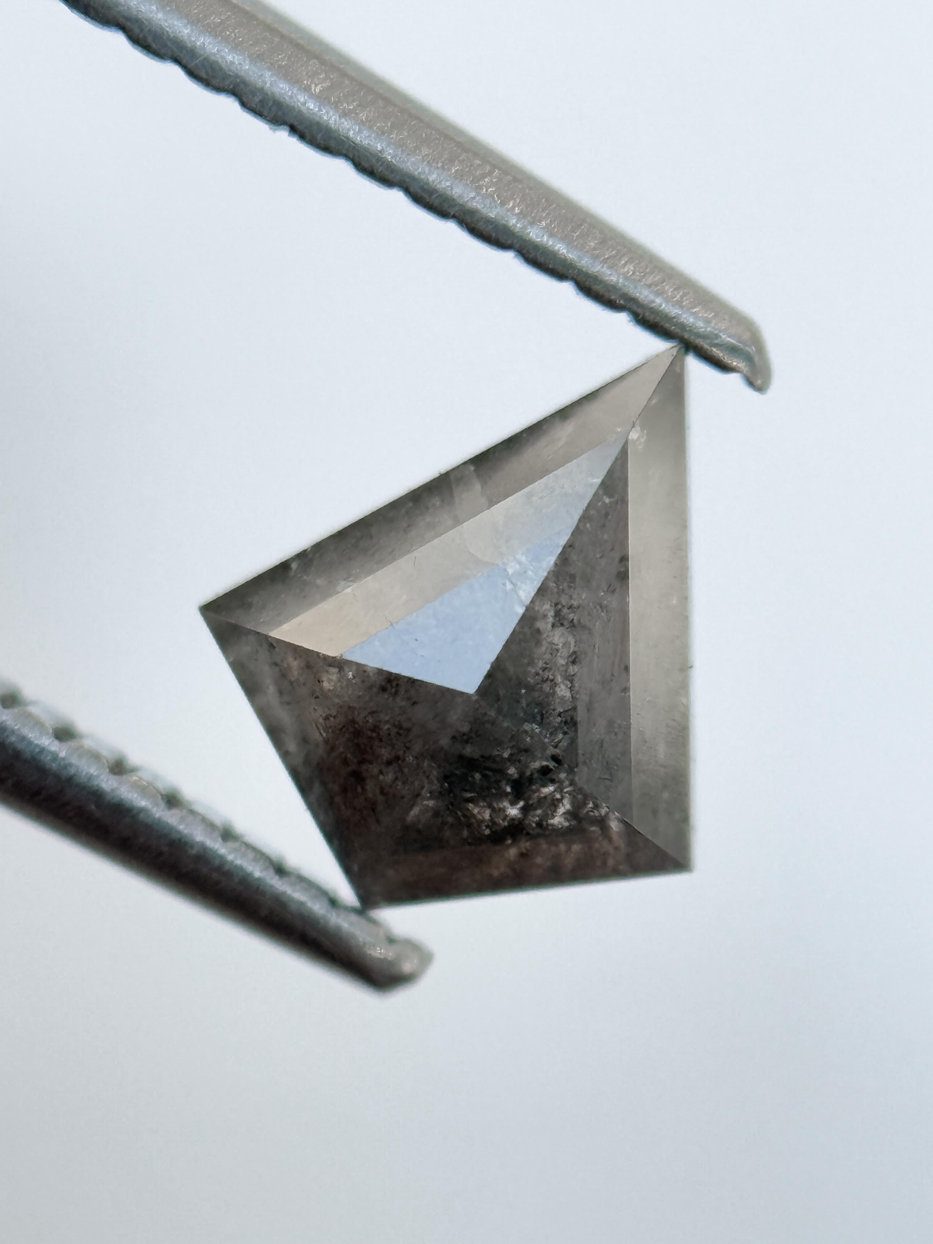 1.00 Ct Kite Rose Cut Grey Natural Salt and Pepper Diamond