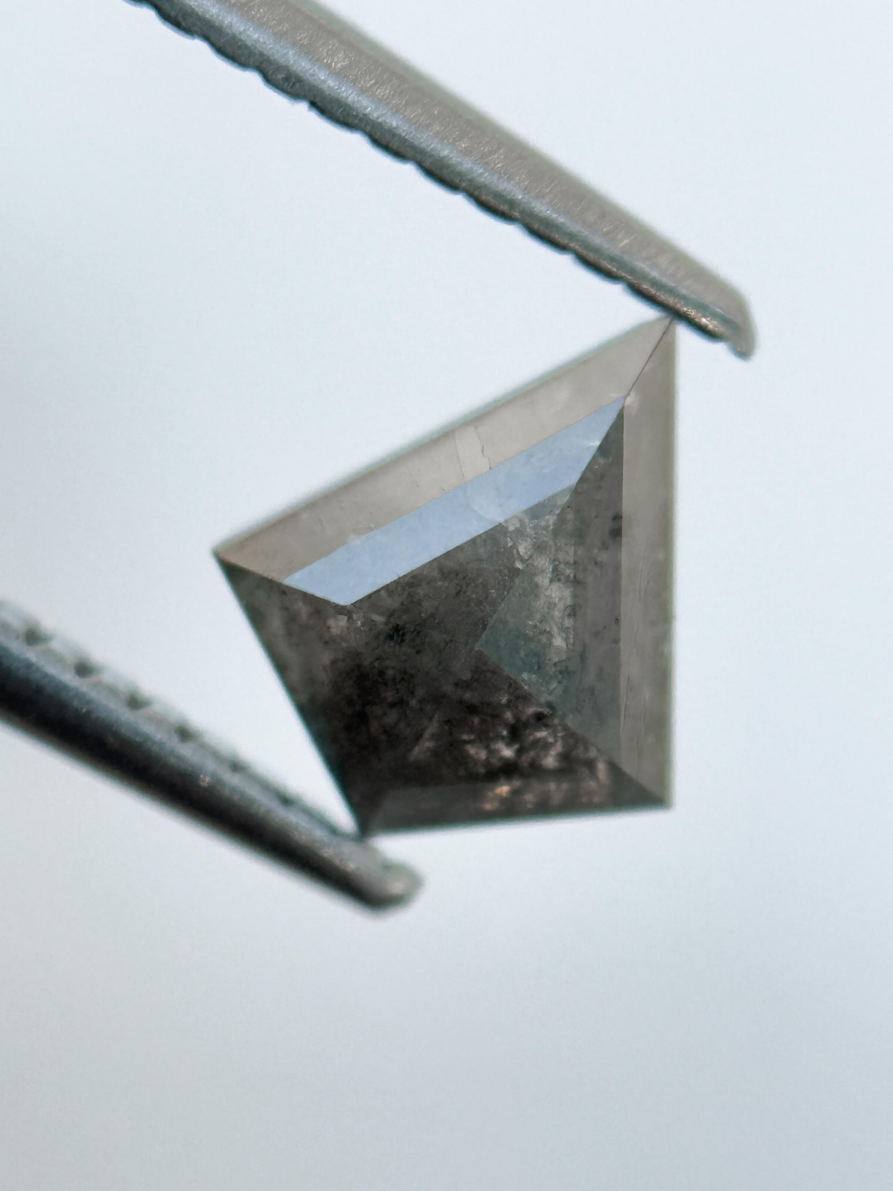1.00 Ct Kite Rose Cut Grey Natural Salt and Pepper Diamond