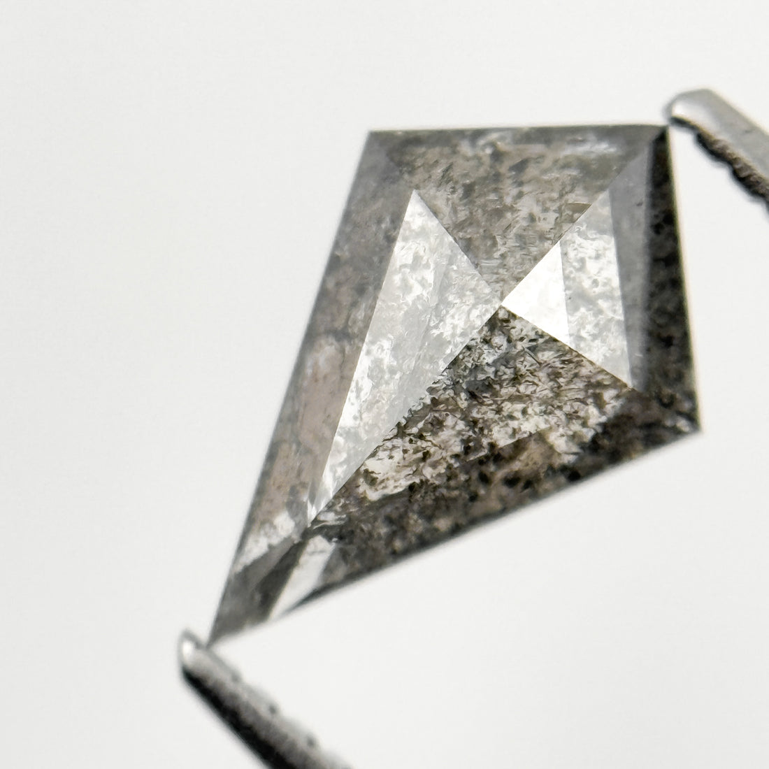1.38 Ct Kite Rose Cut Grey Natural Minimalist Salt and Pepper Diamond
