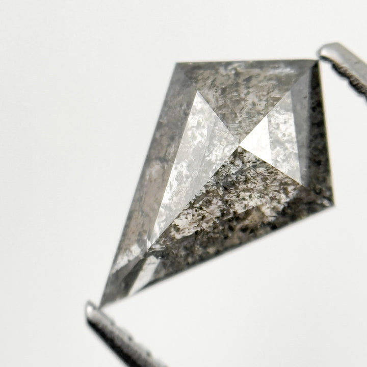 1.38 Ct Kite Rose Cut Grey Natural Minimalist Salt and Pepper Diamond