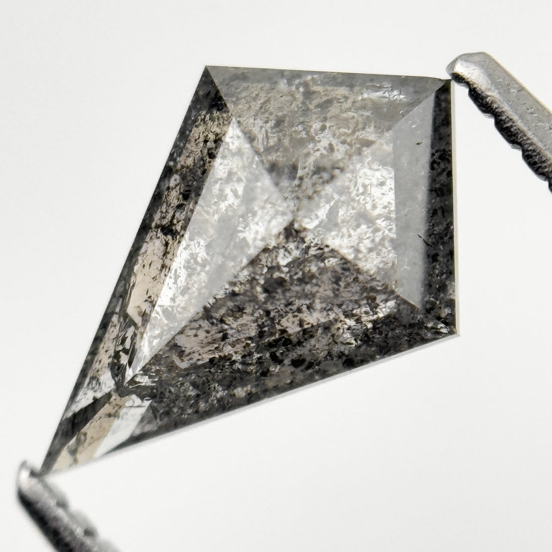 1.38 Ct Kite Rose Cut Grey Natural Minimalist Salt and Pepper Diamond