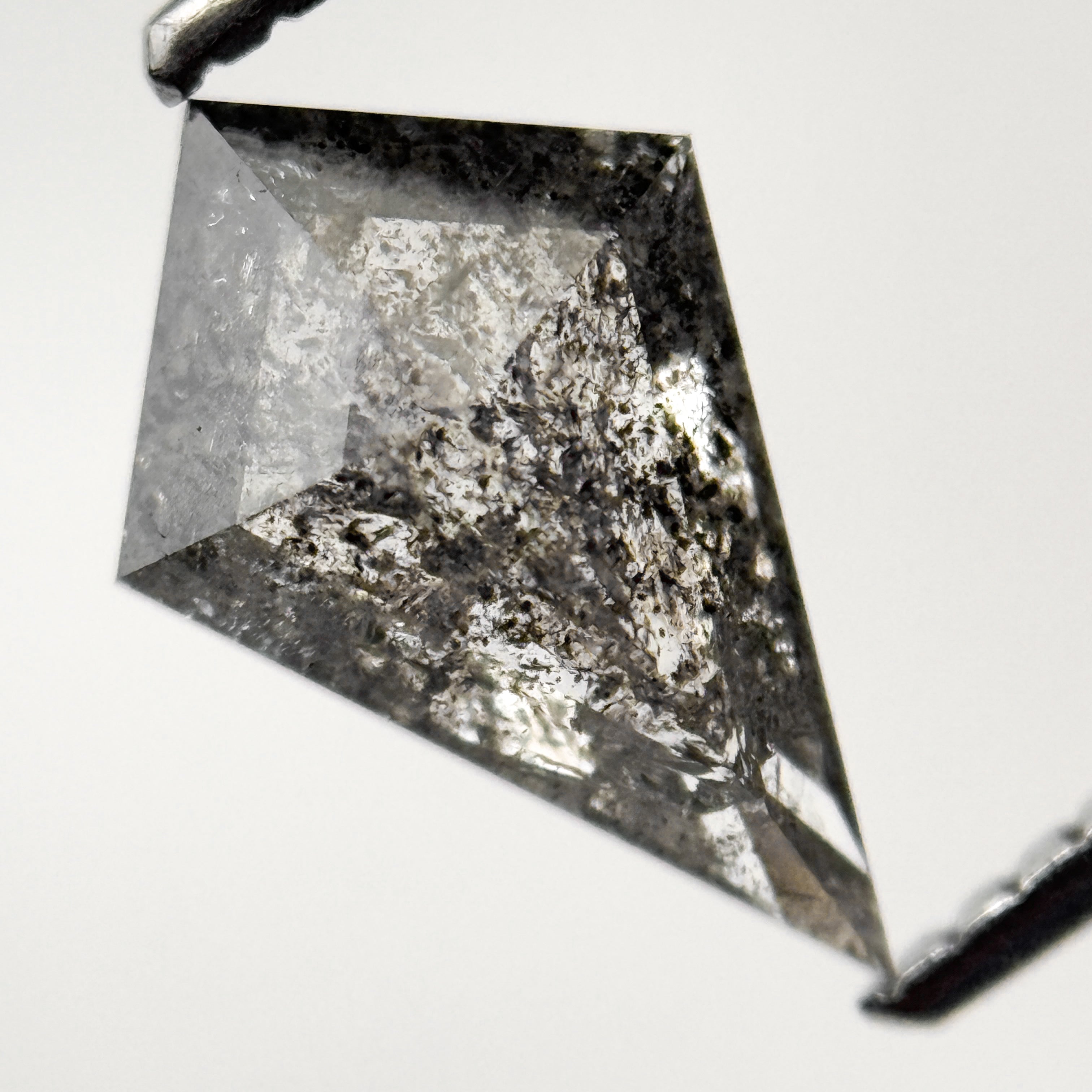 1.38 Ct Kite Rose Cut Grey Natural Minimalist Salt and Pepper Diamond