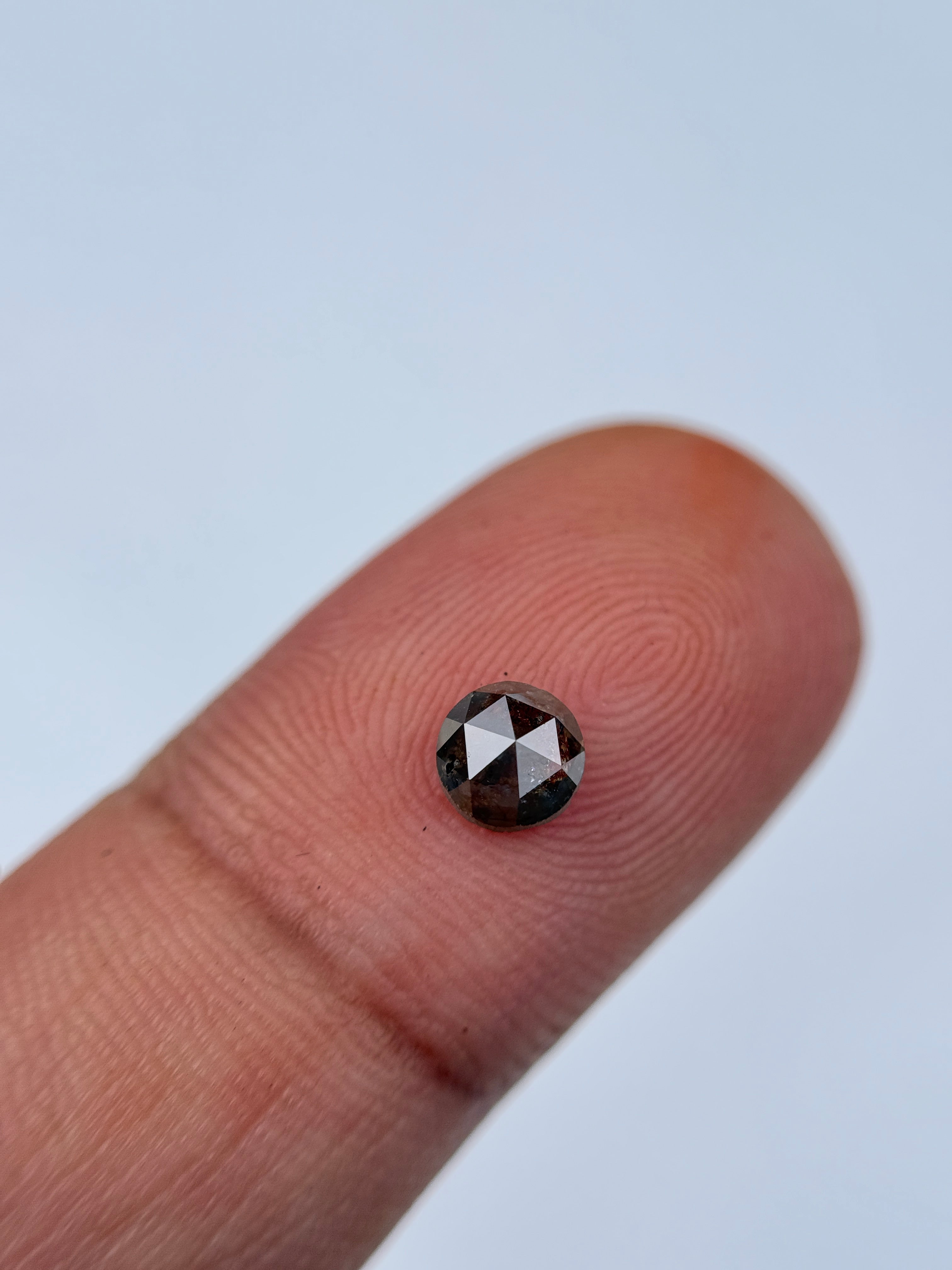 0.59 Ct Round Rose Cut Red Natural Salt and Pepper Diamond