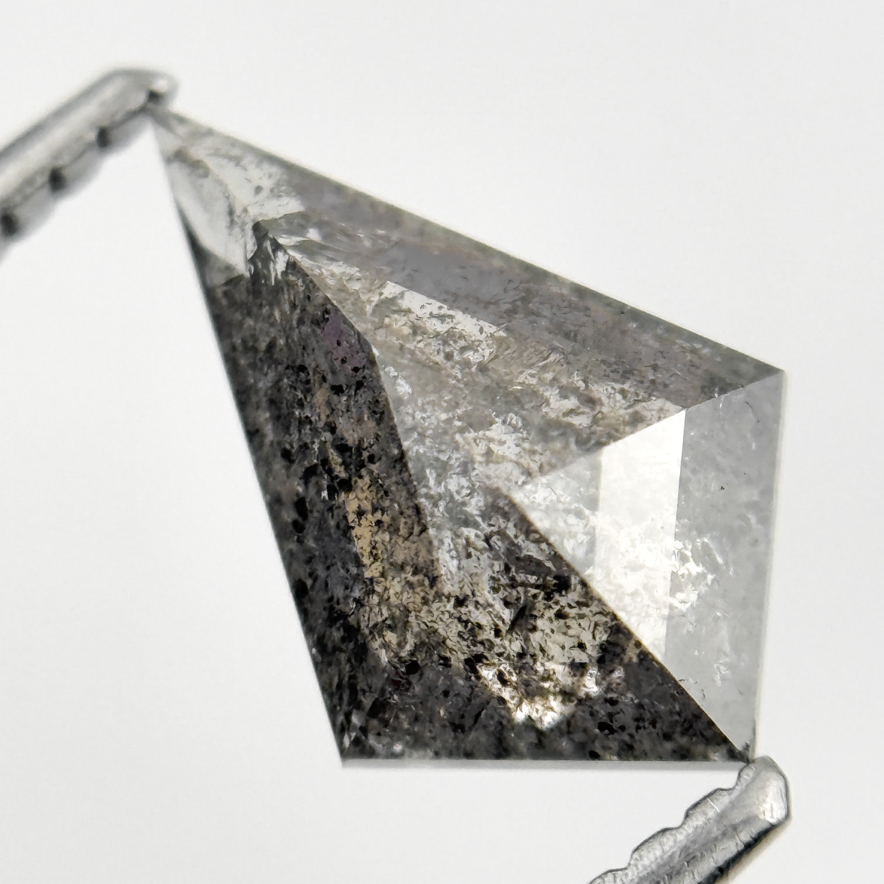 1.38 Ct Kite Rose Cut Grey Natural Minimalist Salt and Pepper Diamond