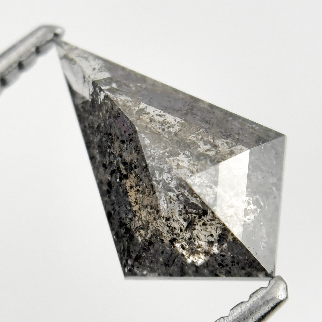 1.38 Ct Kite Rose Cut Grey Natural Minimalist Salt and Pepper Diamond
