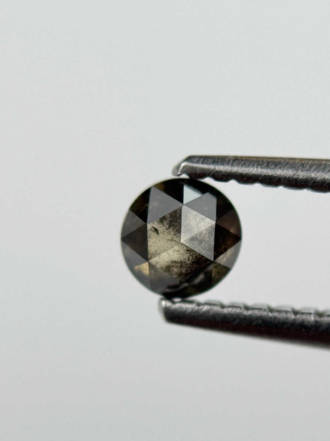 0.34 Ct Round Rose Cut Grey Natural Salt and Pepper Diamond