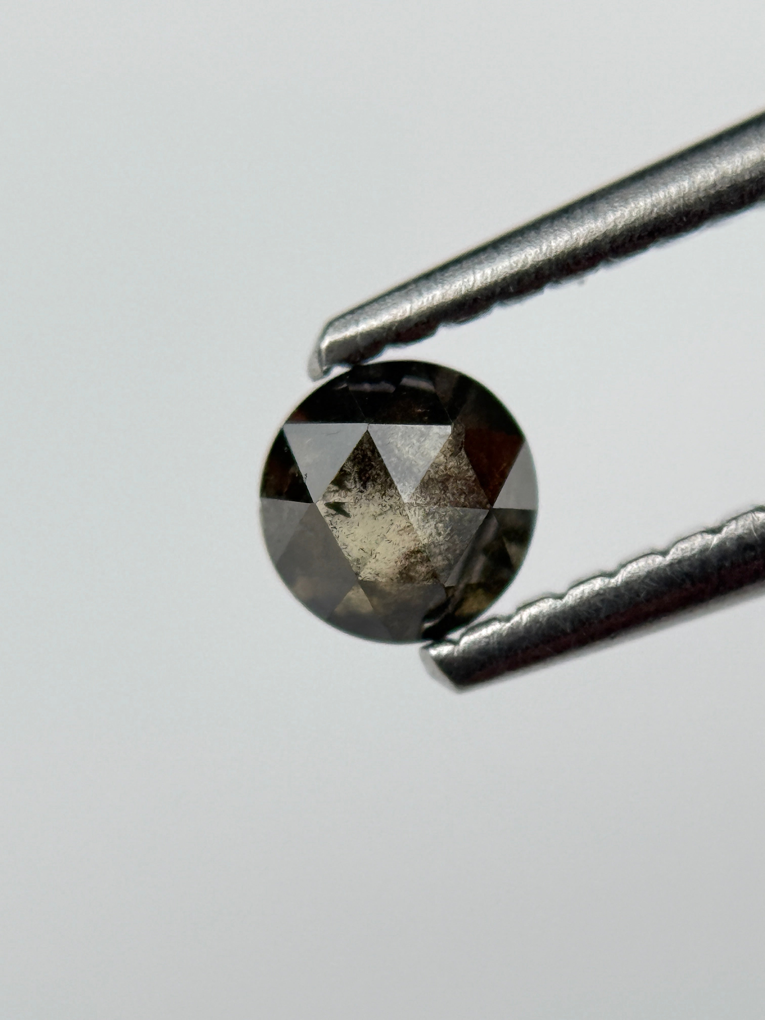 0.34 Ct Round Rose Cut Grey Natural Salt and Pepper Diamond