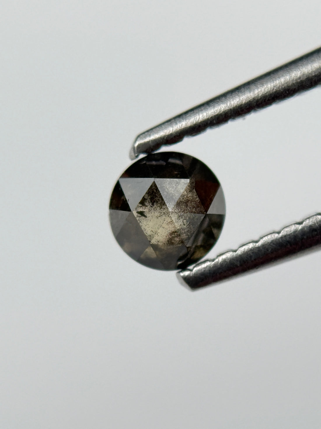 0.34 Ct Round Rose Cut Grey Natural Salt and Pepper Diamond