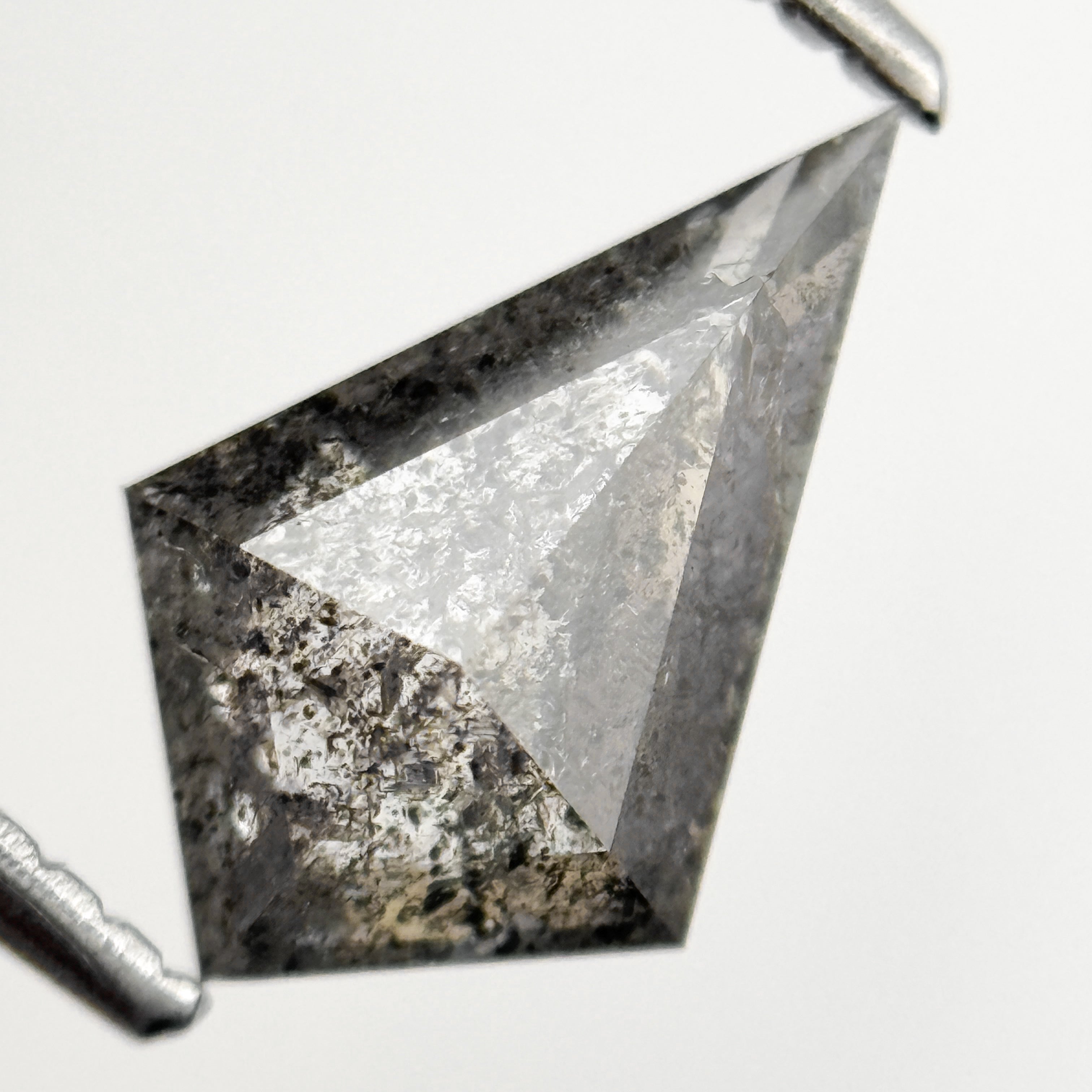 1.38 Ct Kite Rose Cut Grey Natural Minimalist Salt and Pepper Diamond