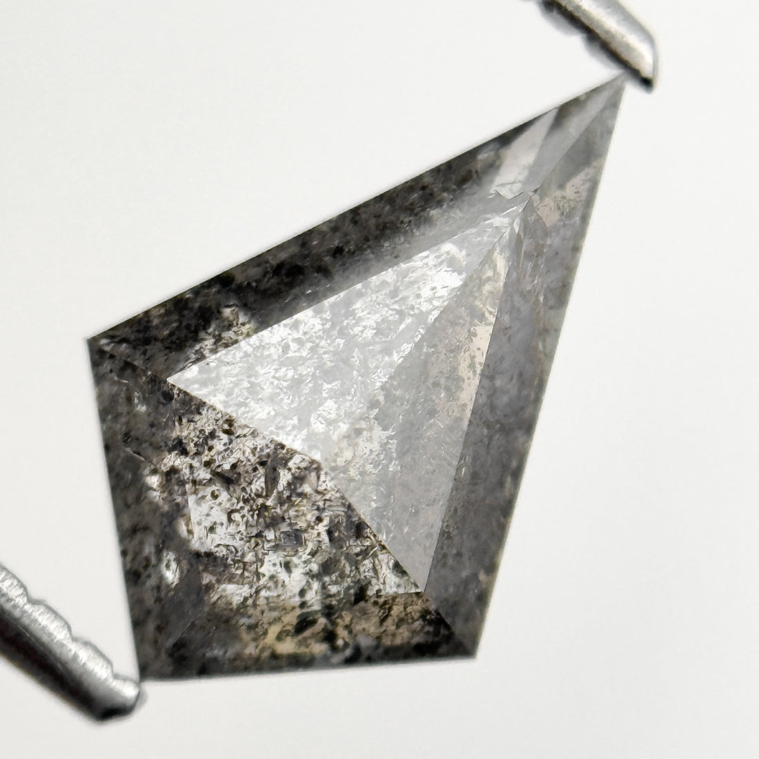 1.38 Ct Kite Rose Cut Grey Natural Minimalist Salt and Pepper Diamond