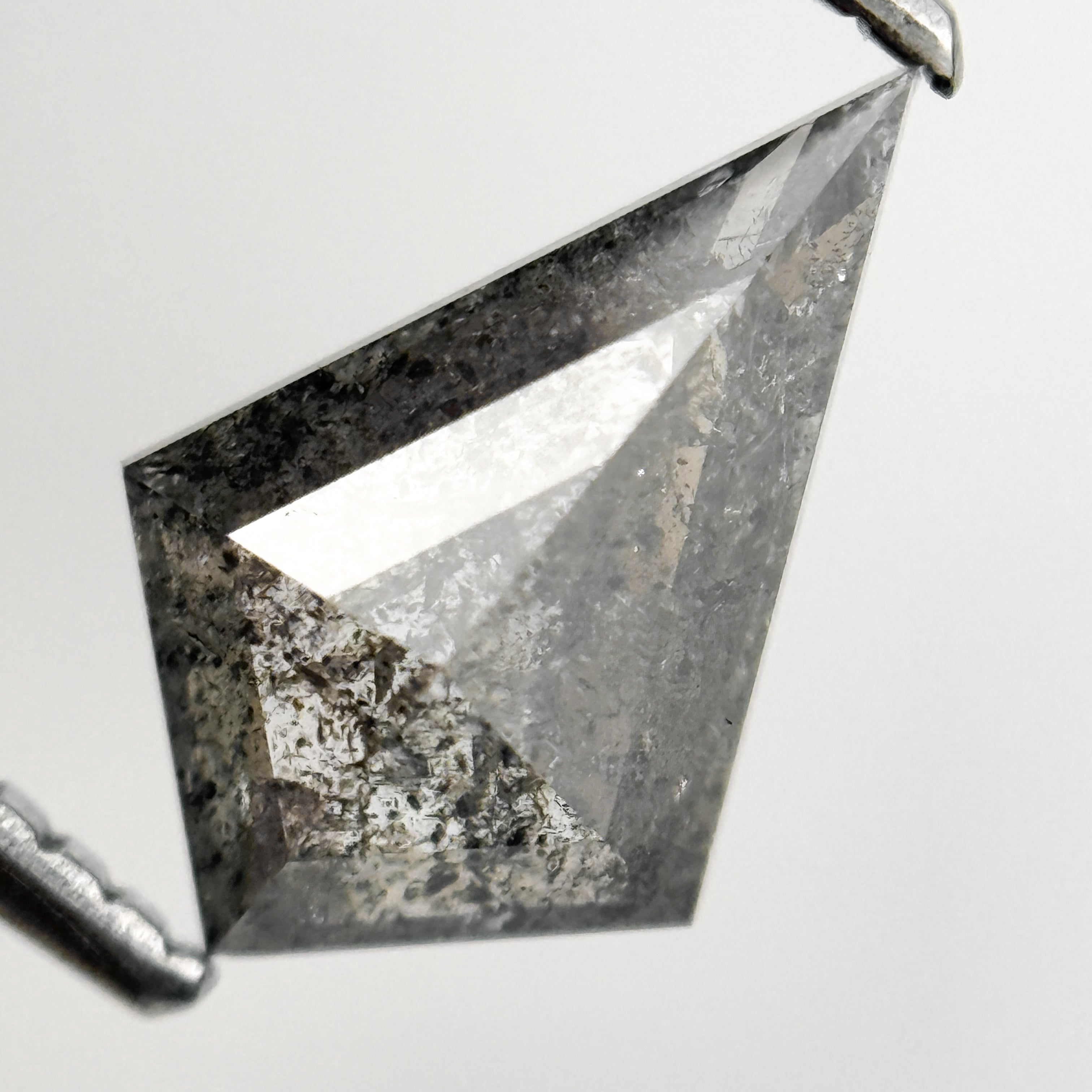 1.38 Ct Kite Rose Cut Grey Natural Minimalist Salt and Pepper Diamond