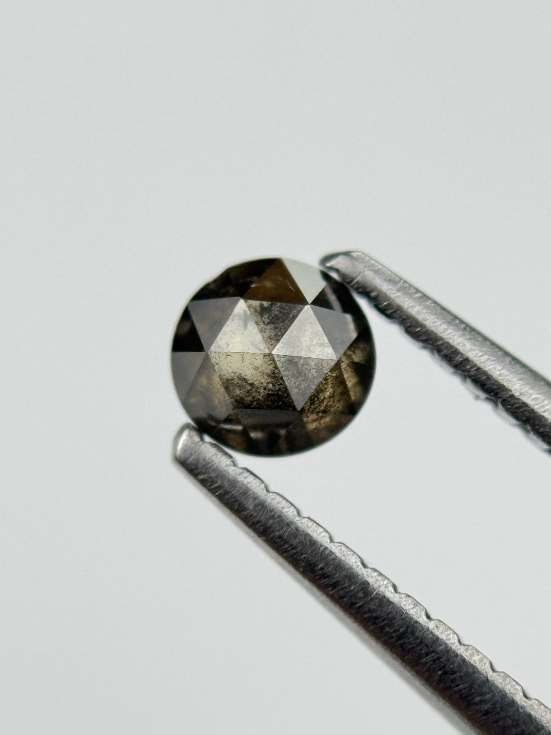 0.34 Ct Round Rose Cut Grey Natural Salt and Pepper Diamond
