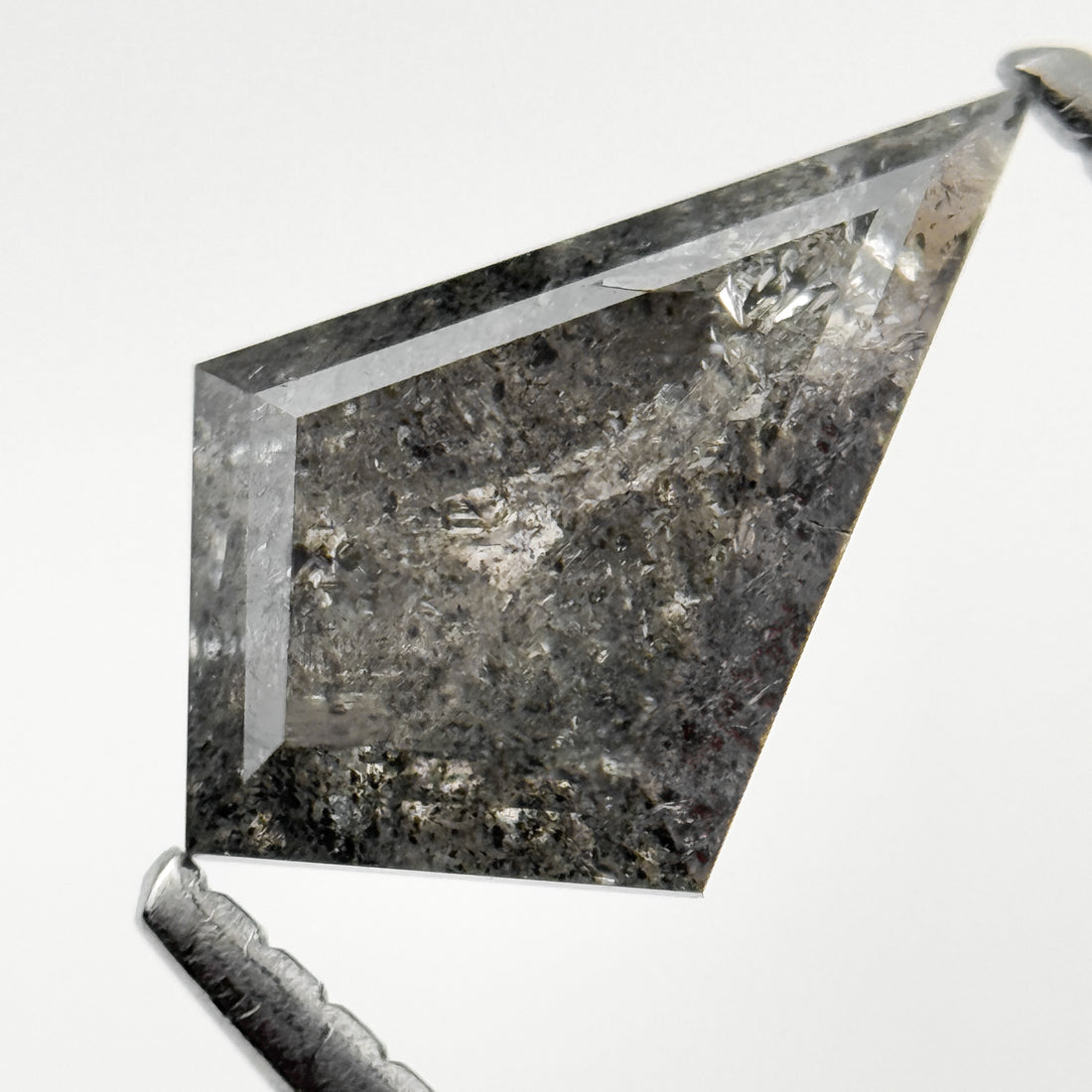 1.38 Ct Kite Rose Cut Grey Natural Minimalist Salt and Pepper Diamond